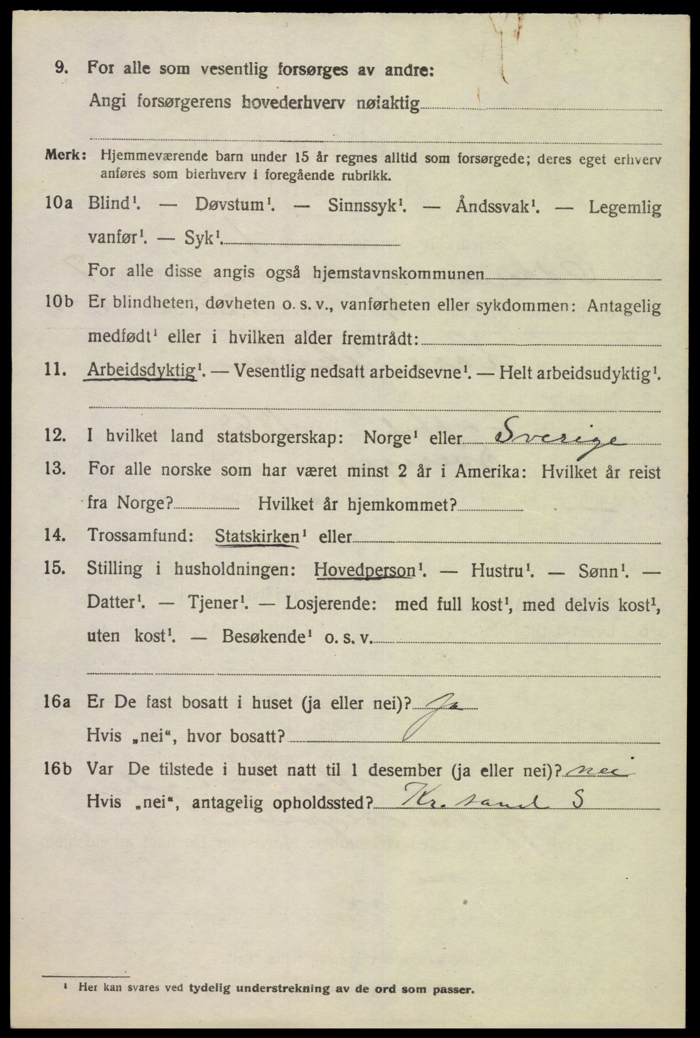 SAK, 1920 census for Oddernes, 1920, p. 5442