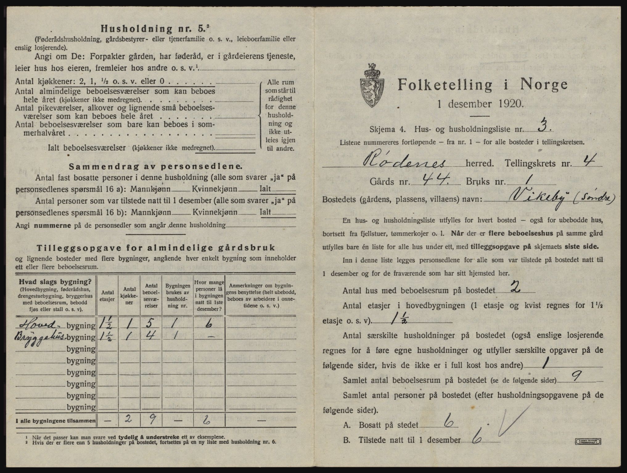 SAO, 1920 census for Rødenes, 1920, p. 392