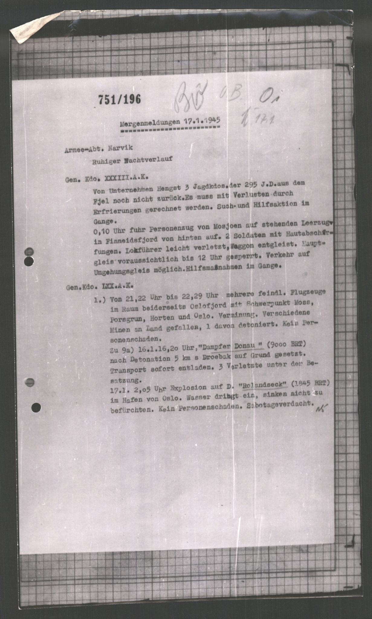 Forsvarets Overkommando. 2 kontor. Arkiv 11.4. Spredte tyske arkivsaker, AV/RA-RAFA-7031/D/Dar/Dara/L0002: Krigsdagbøker for 20. Gebirgs-Armee-Oberkommando (AOK 20), 1945, p. 100