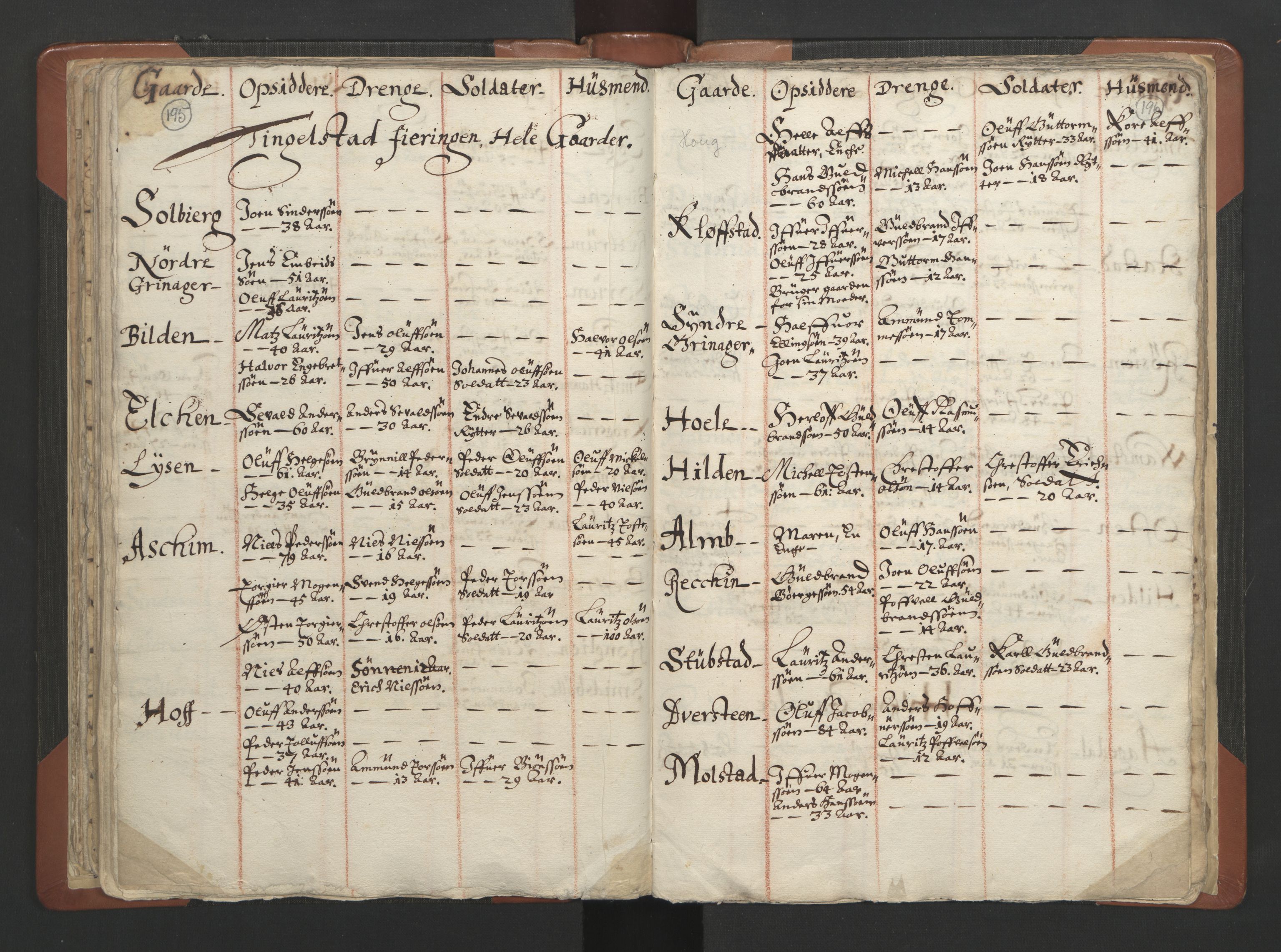 RA, Vicar's Census 1664-1666, no. 7: Hadeland deanery, 1664-1666, p. 195-196