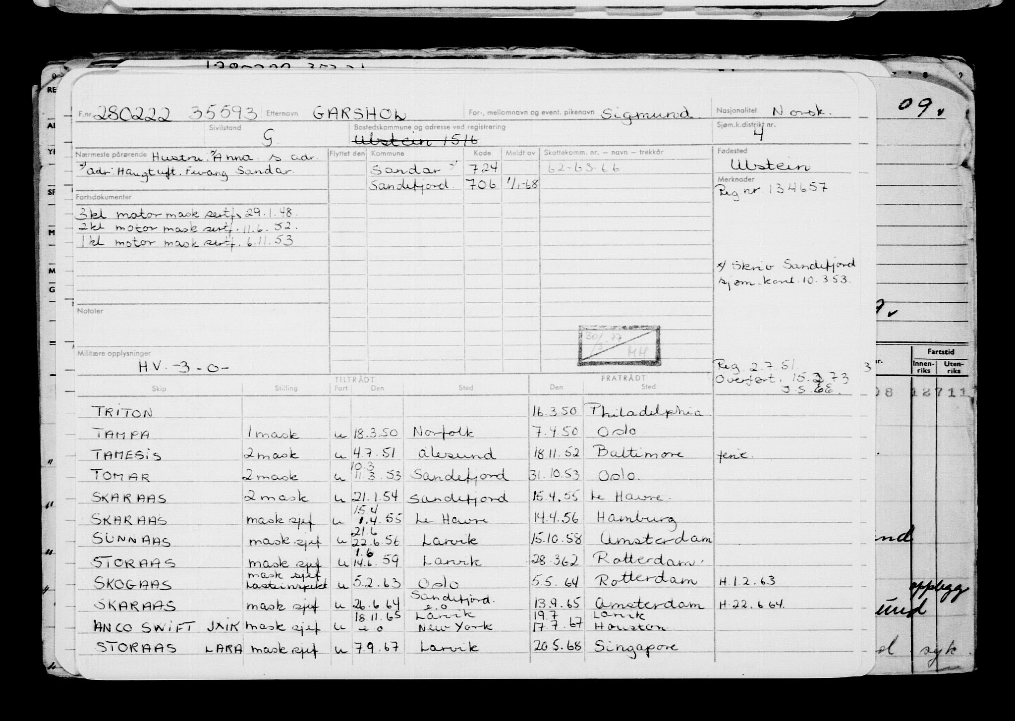 Direktoratet for sjømenn, AV/RA-S-3545/G/Gb/L0203: Hovedkort, 1922, p. 444