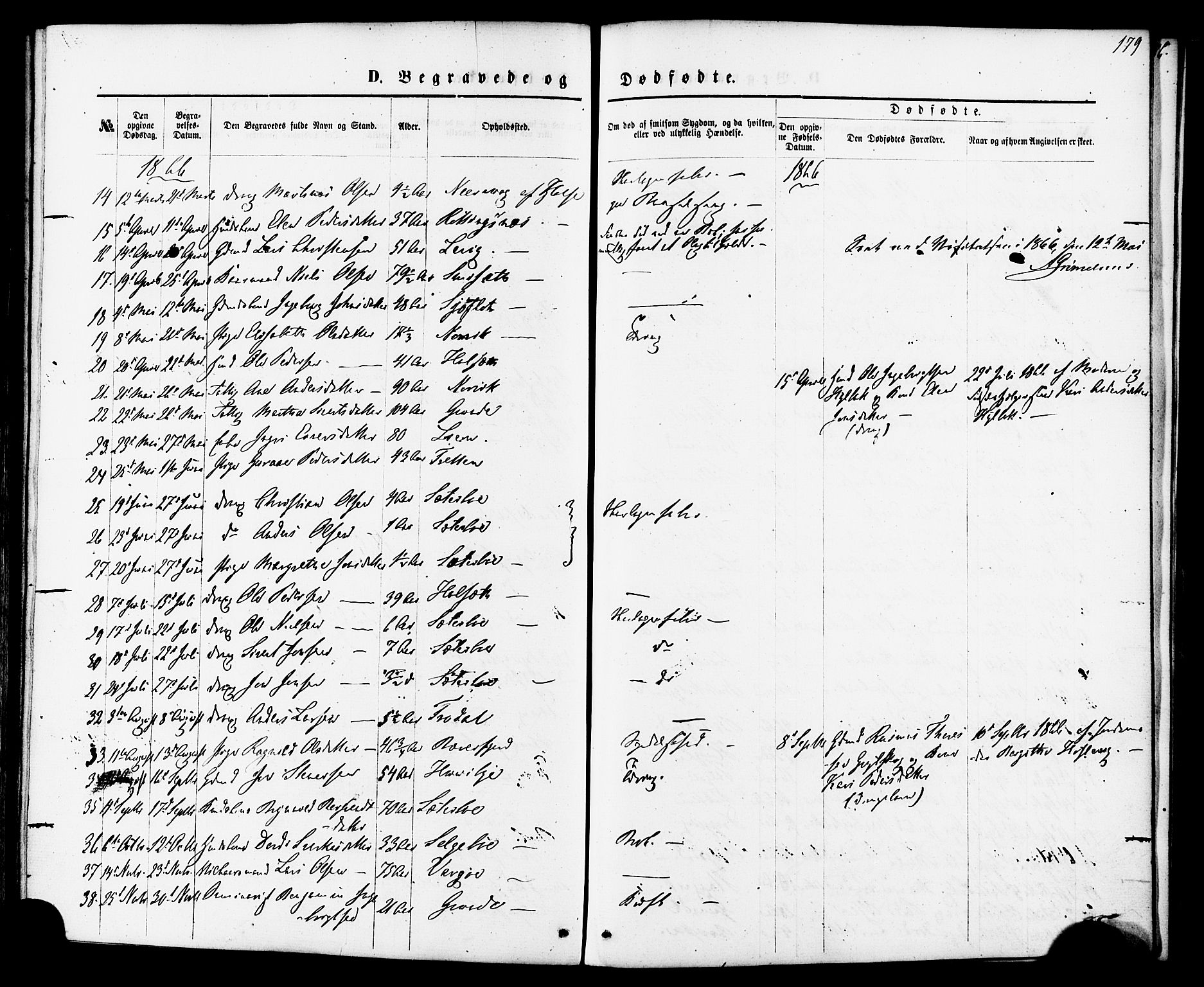 Ministerialprotokoller, klokkerbøker og fødselsregistre - Møre og Romsdal, AV/SAT-A-1454/592/L1027: Parish register (official) no. 592A05, 1865-1878, p. 179