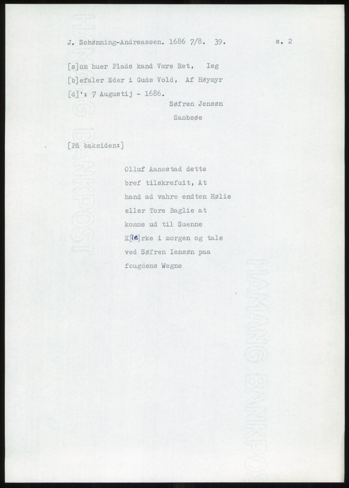 Samlinger til kildeutgivelse, Diplomavskriftsamlingen, AV/RA-EA-4053/H/Ha, p. 190