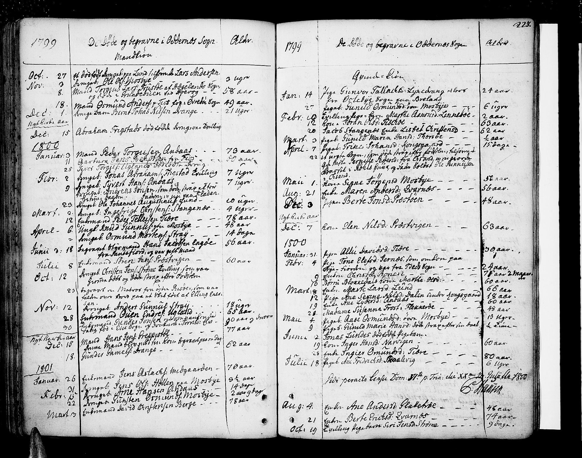 Oddernes sokneprestkontor, AV/SAK-1111-0033/F/Fa/Faa/L0004: Parish register (official) no. A 4, 1764-1820, p. 223