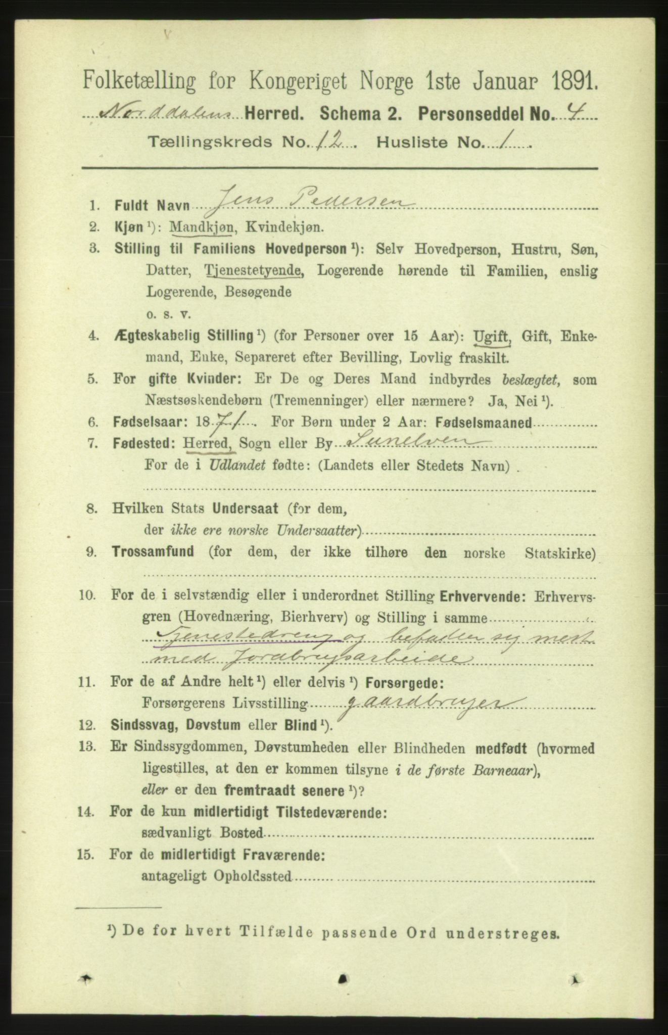 RA, 1891 census for 1524 Norddal, 1891, p. 2717