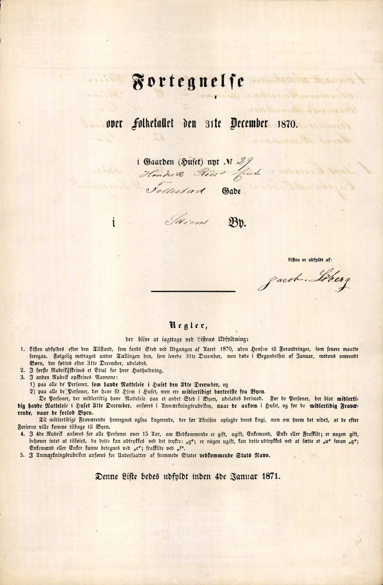 RA, 1870 census for 0806 Skien, 1870, p. 829