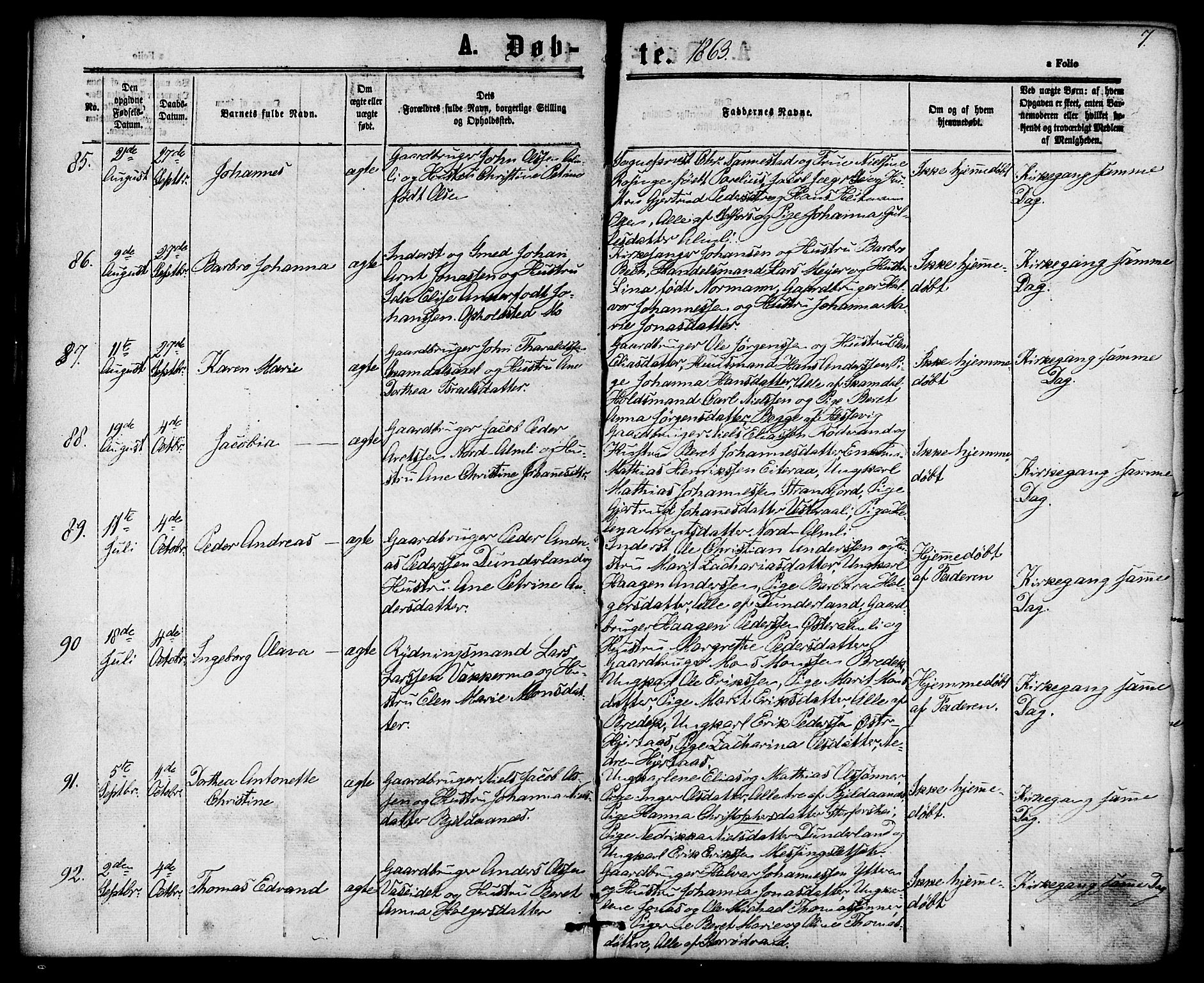 Ministerialprotokoller, klokkerbøker og fødselsregistre - Nordland, SAT/A-1459/827/L0393: Parish register (official) no. 827A05, 1863-1883, p. 7
