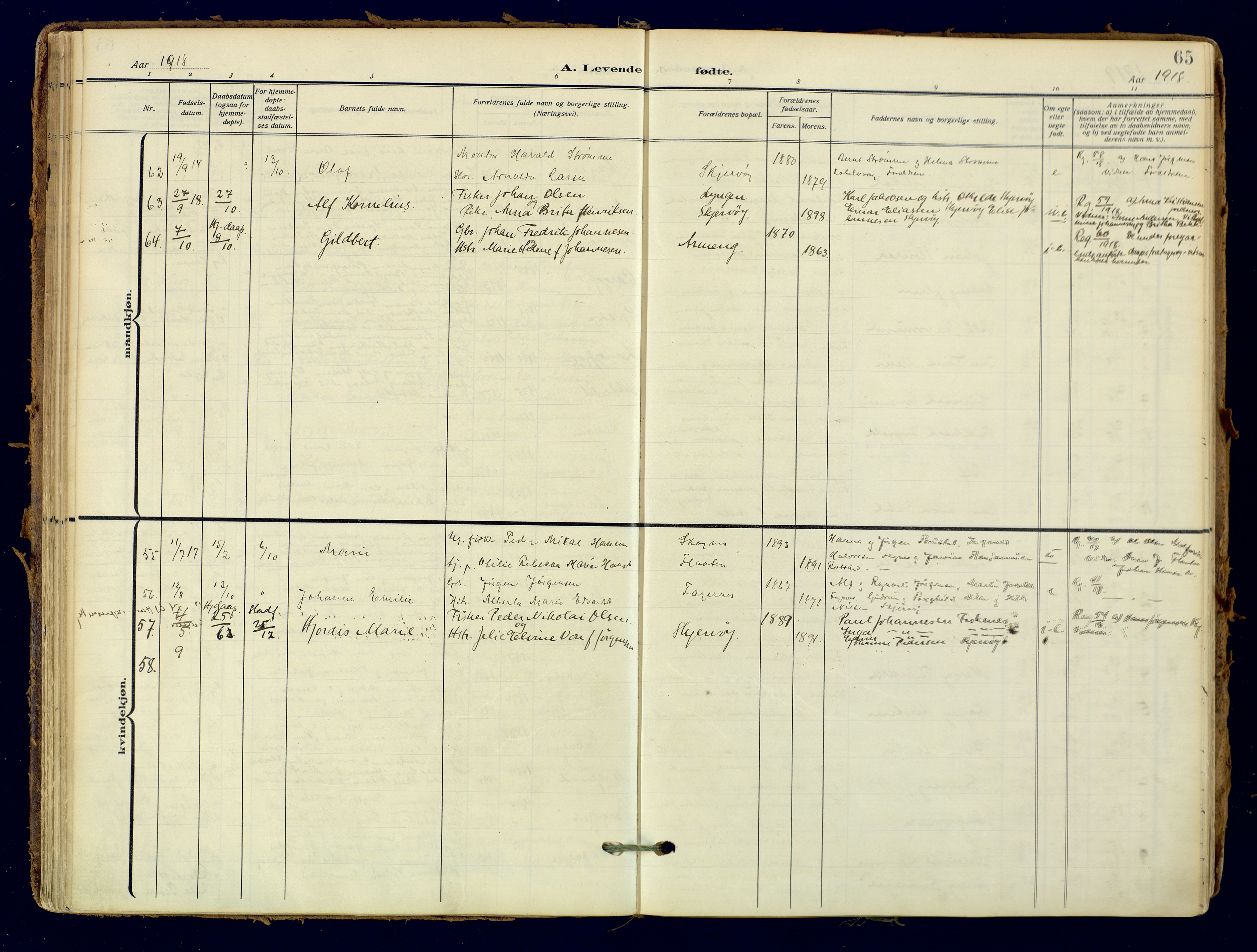 Skjervøy sokneprestkontor, SATØ/S-1300/H/Ha/Haa: Parish register (official) no. 18, 1910-1926, p. 65