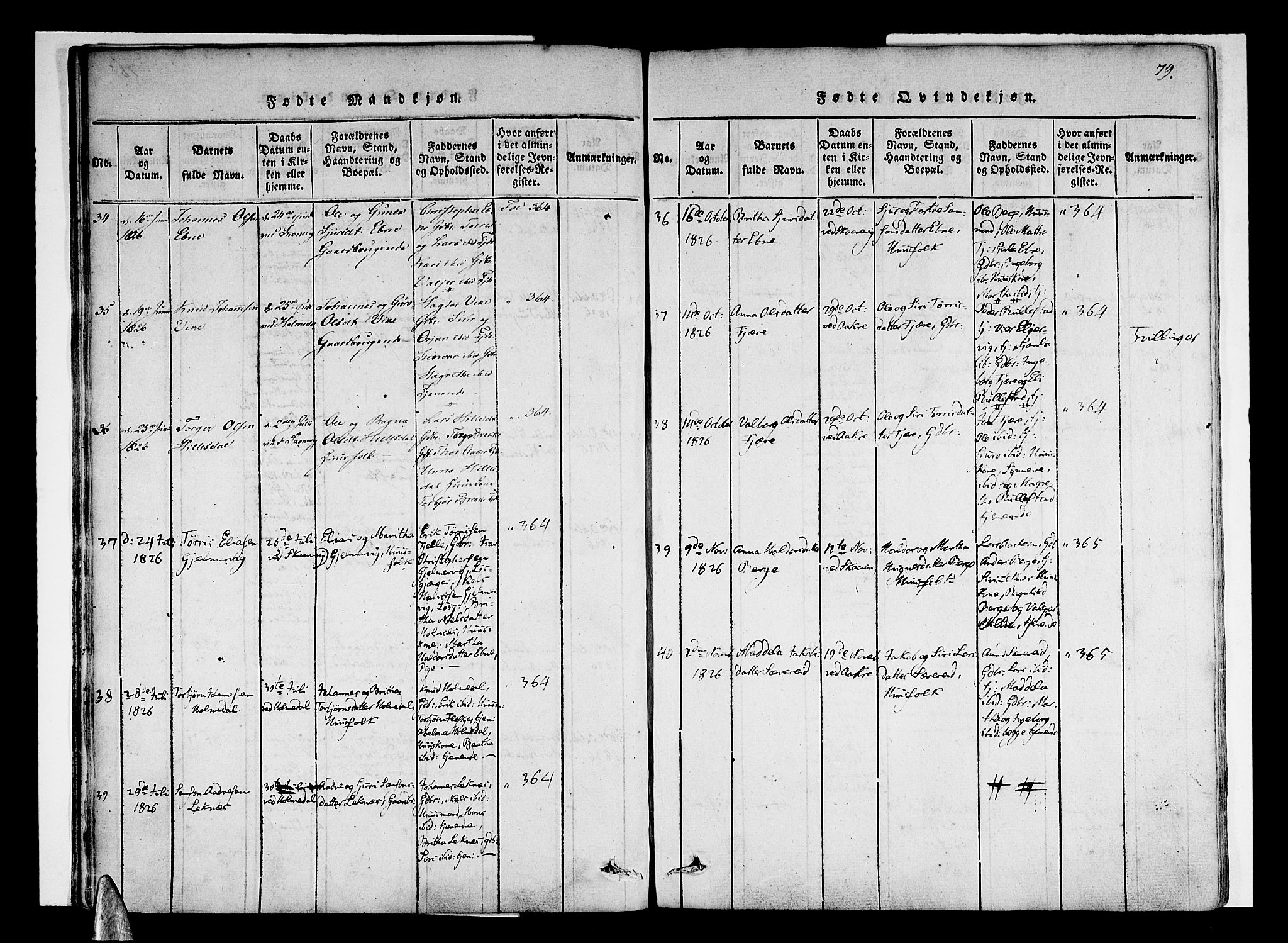 Skånevik sokneprestembete, AV/SAB-A-77801/H/Haa: Parish register (official) no. A 3, 1815-1828, p. 79