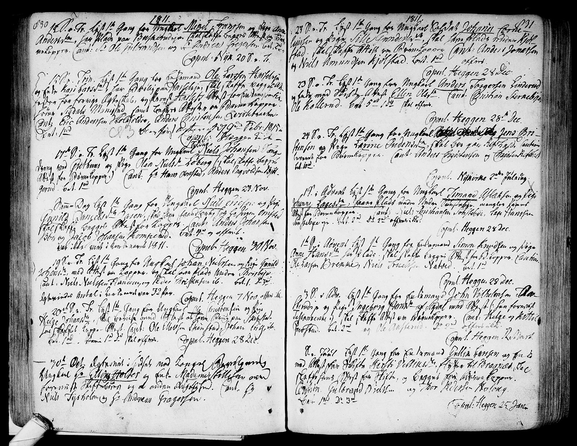 Modum kirkebøker, SAKO/A-234/F/Fa/L0003: Parish register (official) no. 3, 1783-1819, p. 830-831