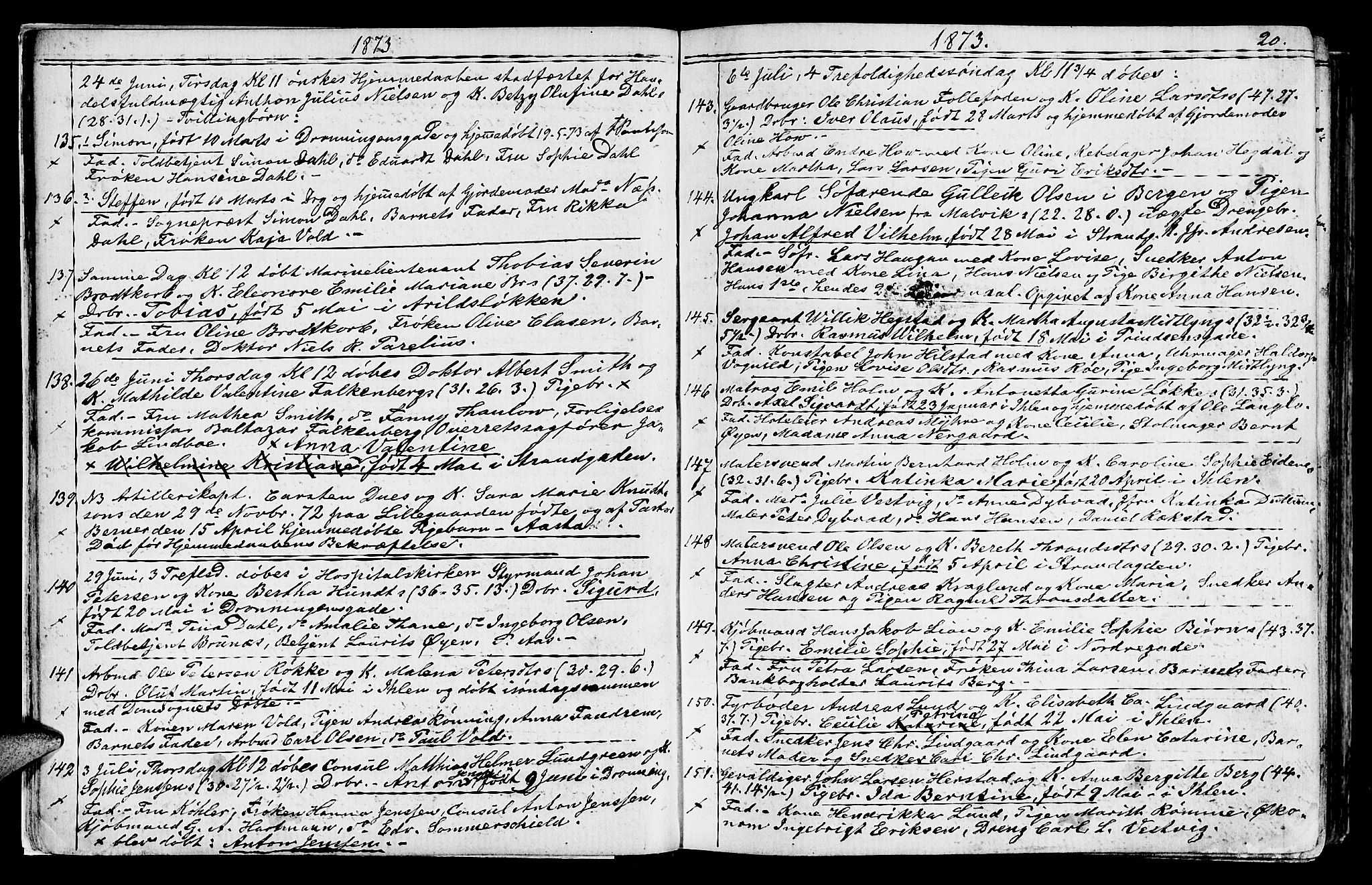 Ministerialprotokoller, klokkerbøker og fødselsregistre - Sør-Trøndelag, SAT/A-1456/602/L0142: Parish register (copy) no. 602C10, 1872-1894, p. 20