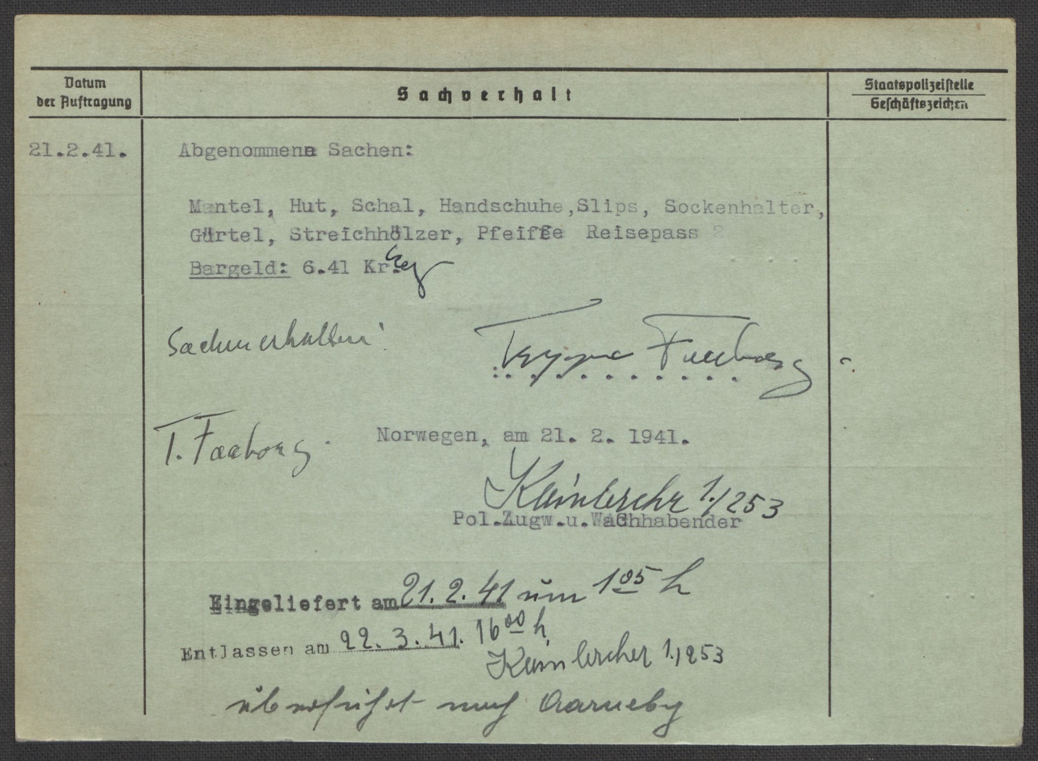 Befehlshaber der Sicherheitspolizei und des SD, RA/RAFA-5969/E/Ea/Eaa/L0003: Register over norske fanger i Møllergata 19: Eng-Hag, 1940-1945, p. 700
