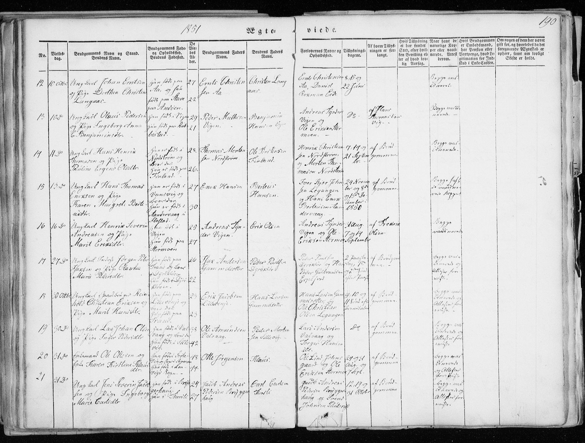 Tranøy sokneprestkontor, AV/SATØ-S-1313/I/Ia/Iaa/L0006kirke: Parish register (official) no. 6, 1844-1855, p. 190