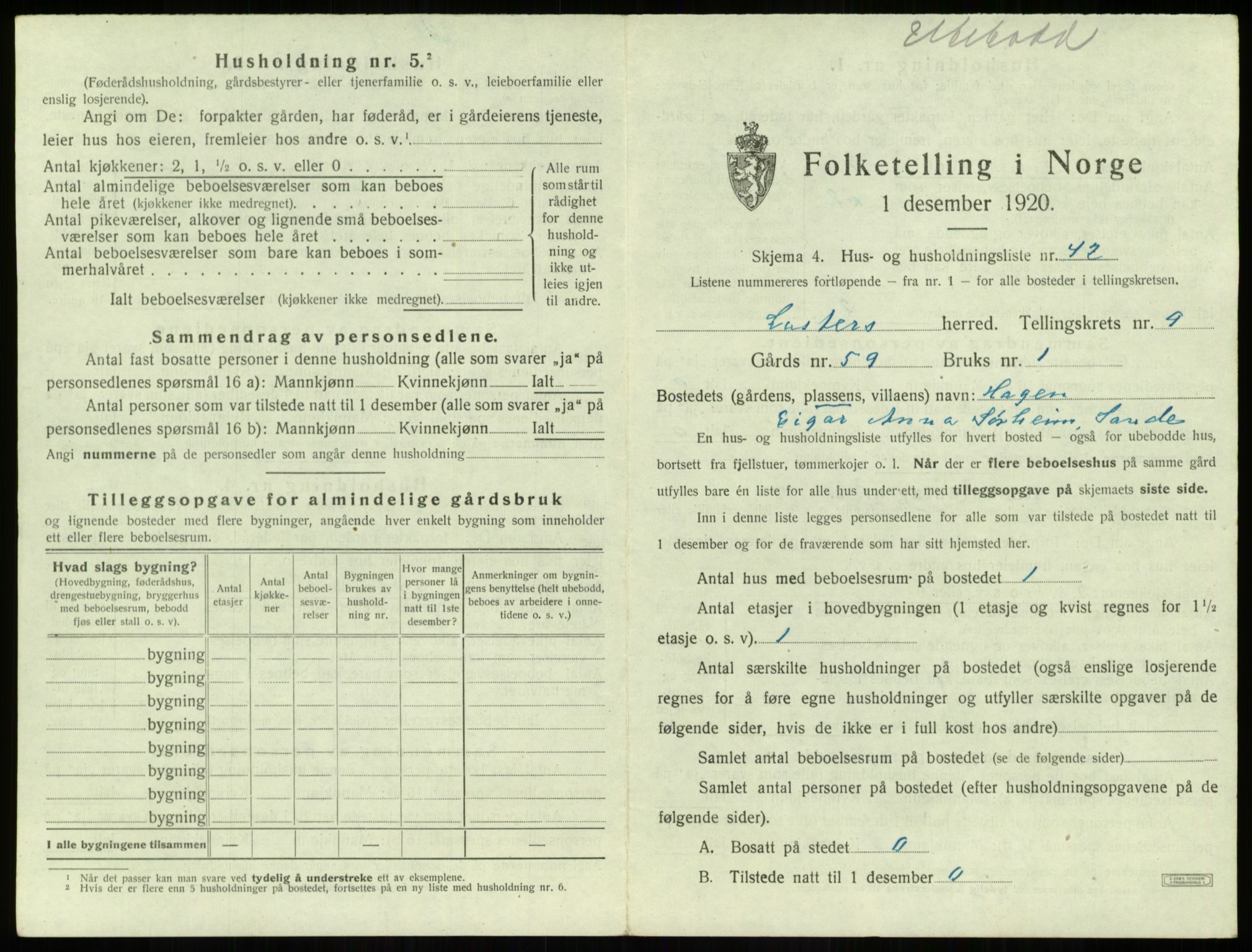 SAB, 1920 census for Luster, 1920, p. 900