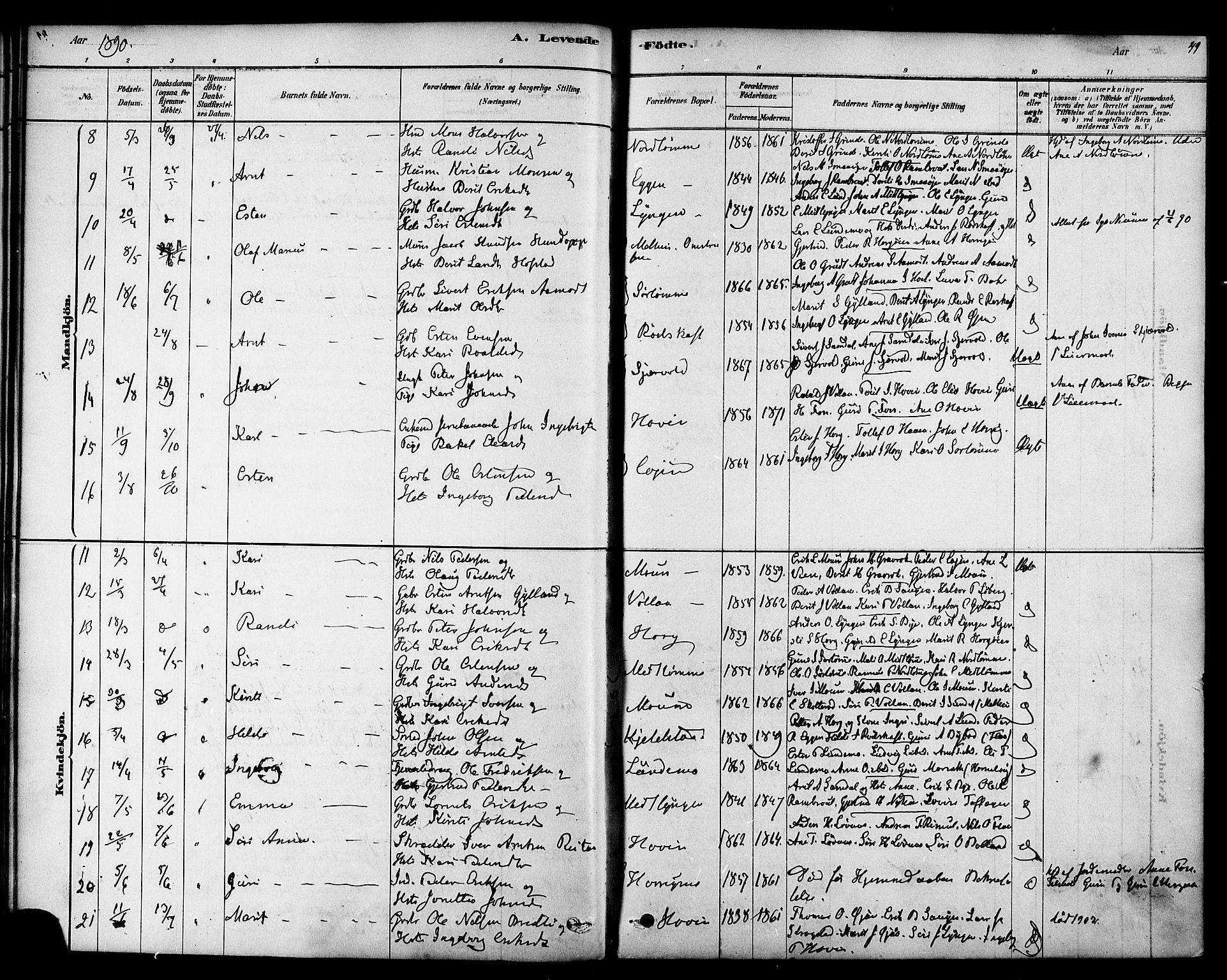 Ministerialprotokoller, klokkerbøker og fødselsregistre - Sør-Trøndelag, SAT/A-1456/692/L1105: Parish register (official) no. 692A05, 1878-1890, p. 49