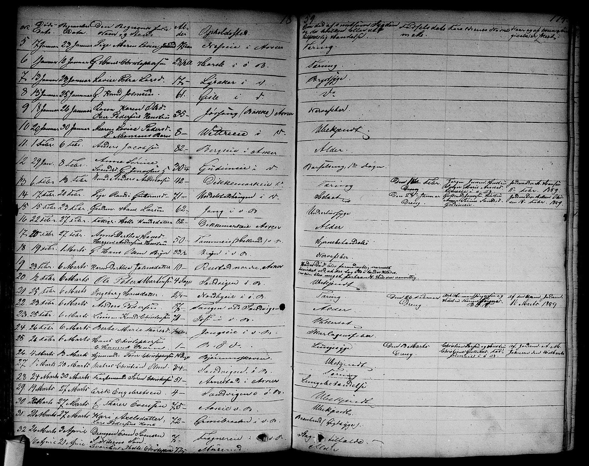 Asker prestekontor Kirkebøker, SAO/A-10256a/F/Fa/L0011: Parish register (official) no. I 11, 1825-1878, p. 174