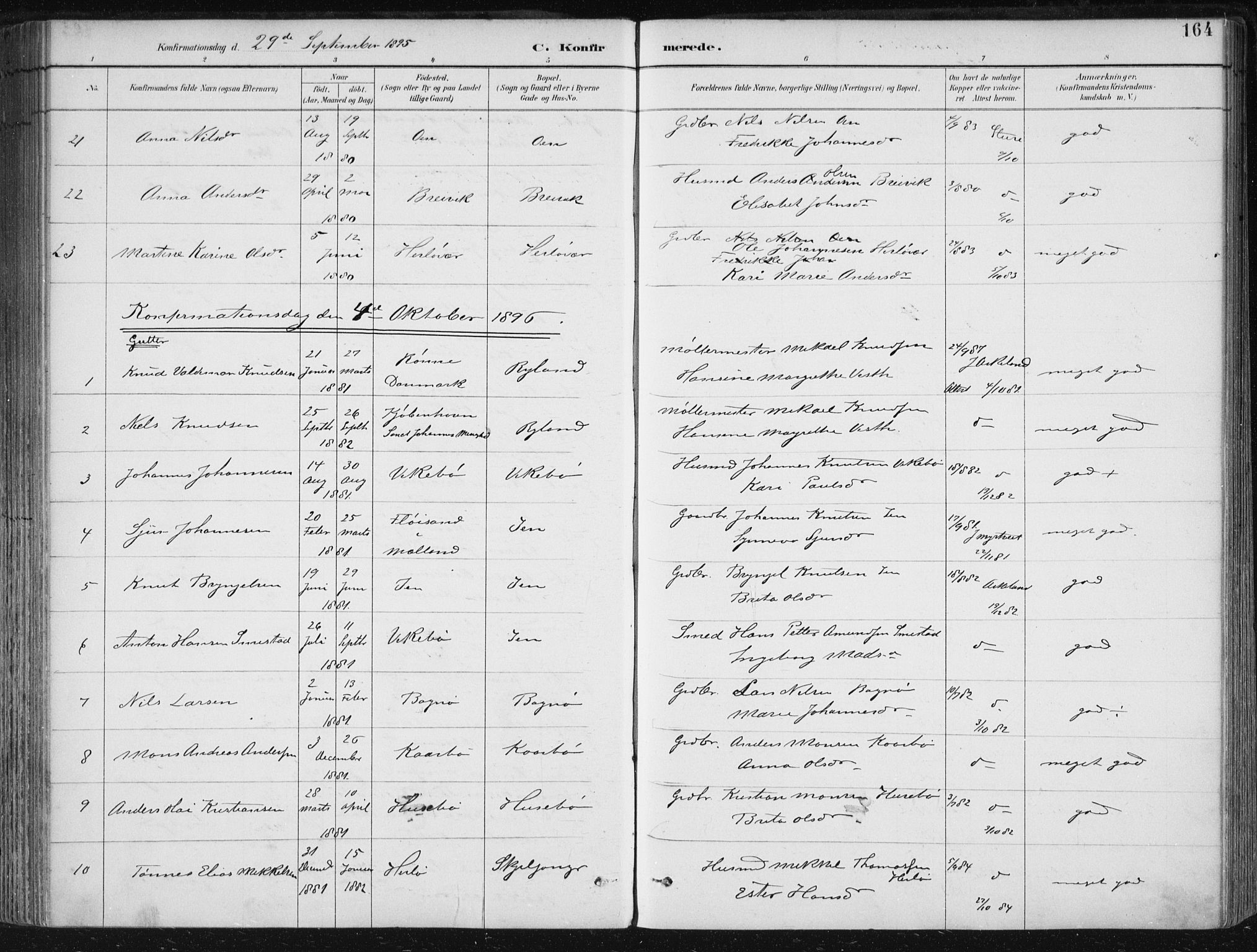 Herdla Sokneprestembete, SAB/A-75701/H/Haa: Parish register (official) no. A 4, 1891-1905, p. 164