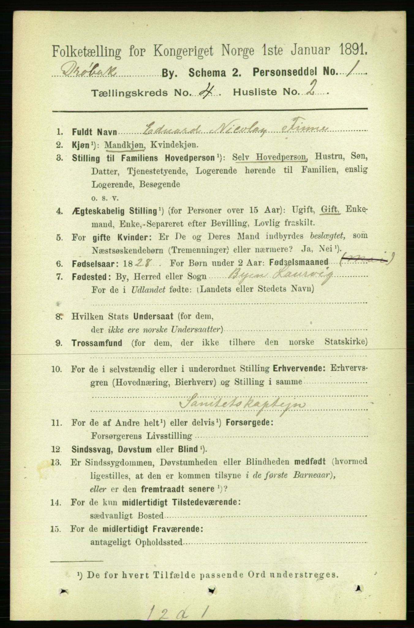 RA, 1891 census for 0203 Drøbak, 1891, p. 2531