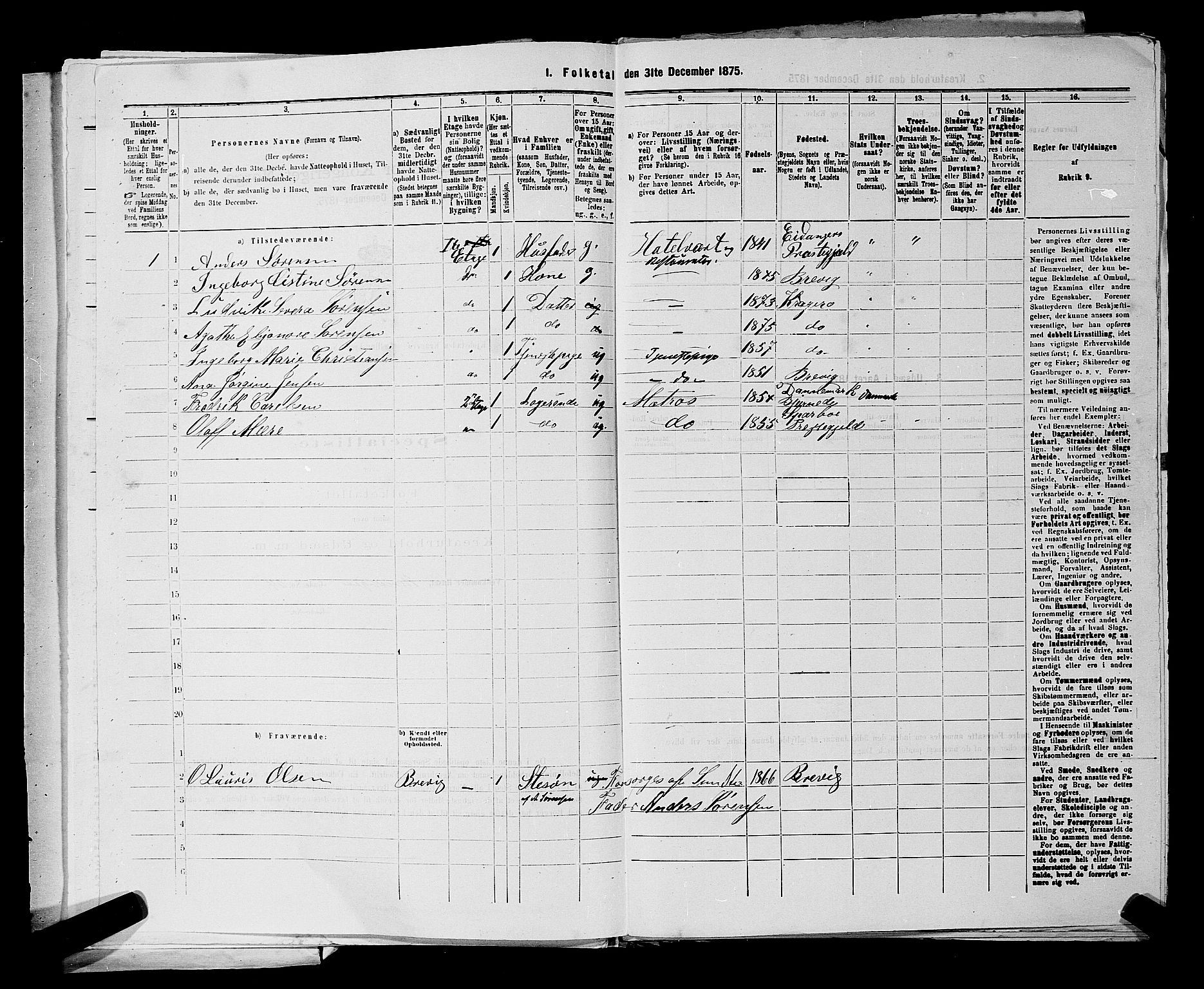 SAKO, 1875 census for 0801P Kragerø, 1875, p. 139