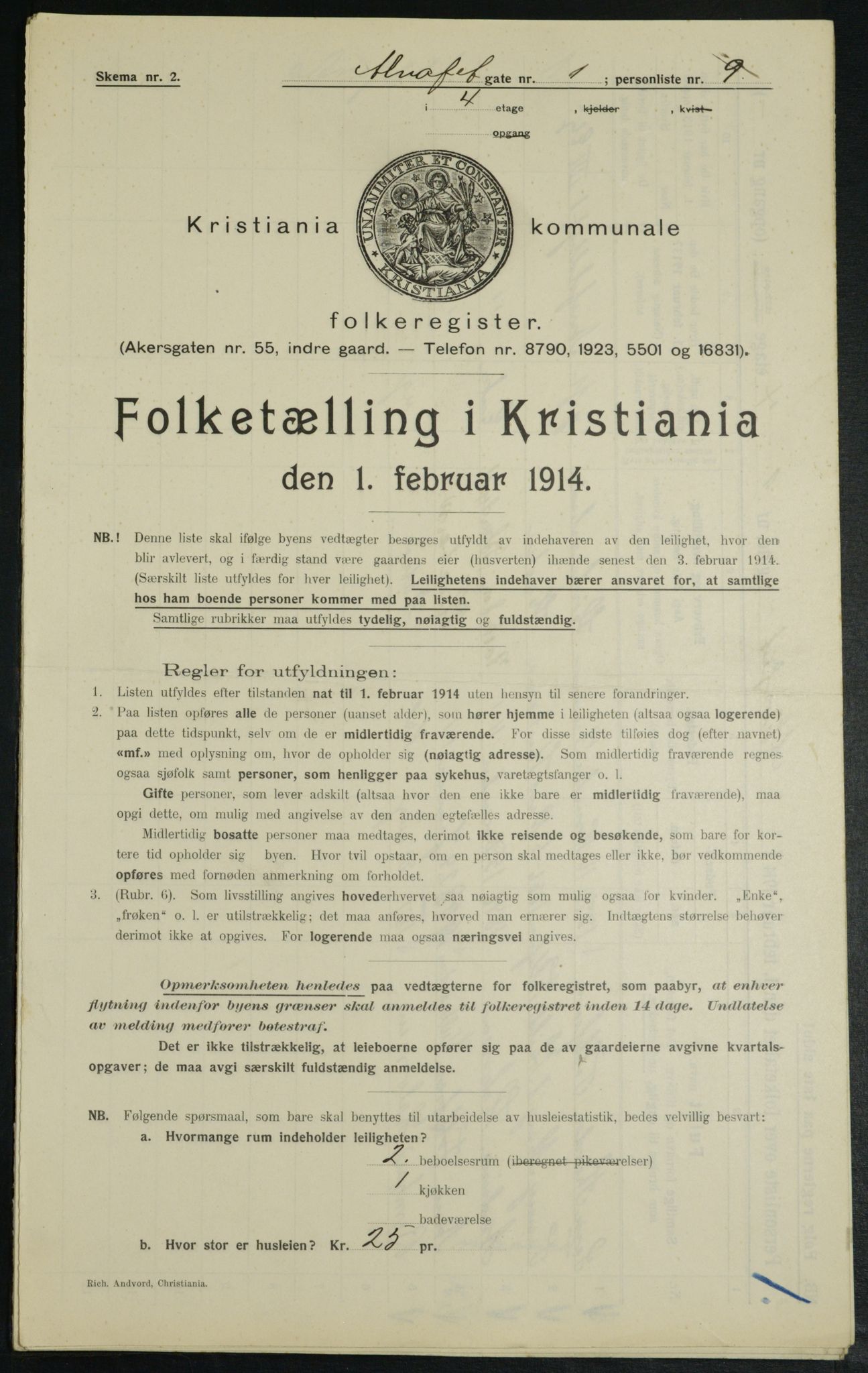 OBA, Municipal Census 1914 for Kristiania, 1914, p. 1041