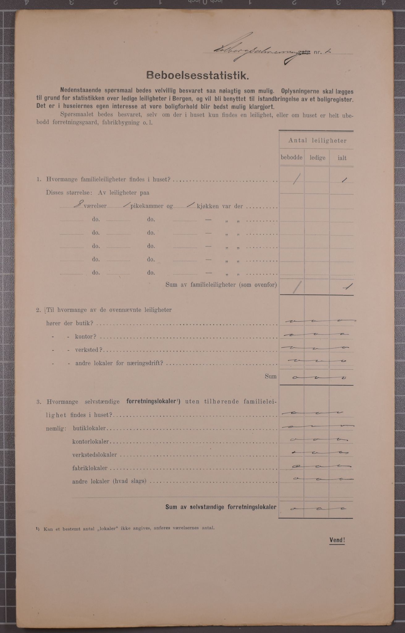 SAB, Municipal Census 1912 for Bergen, 1912, p. 3099