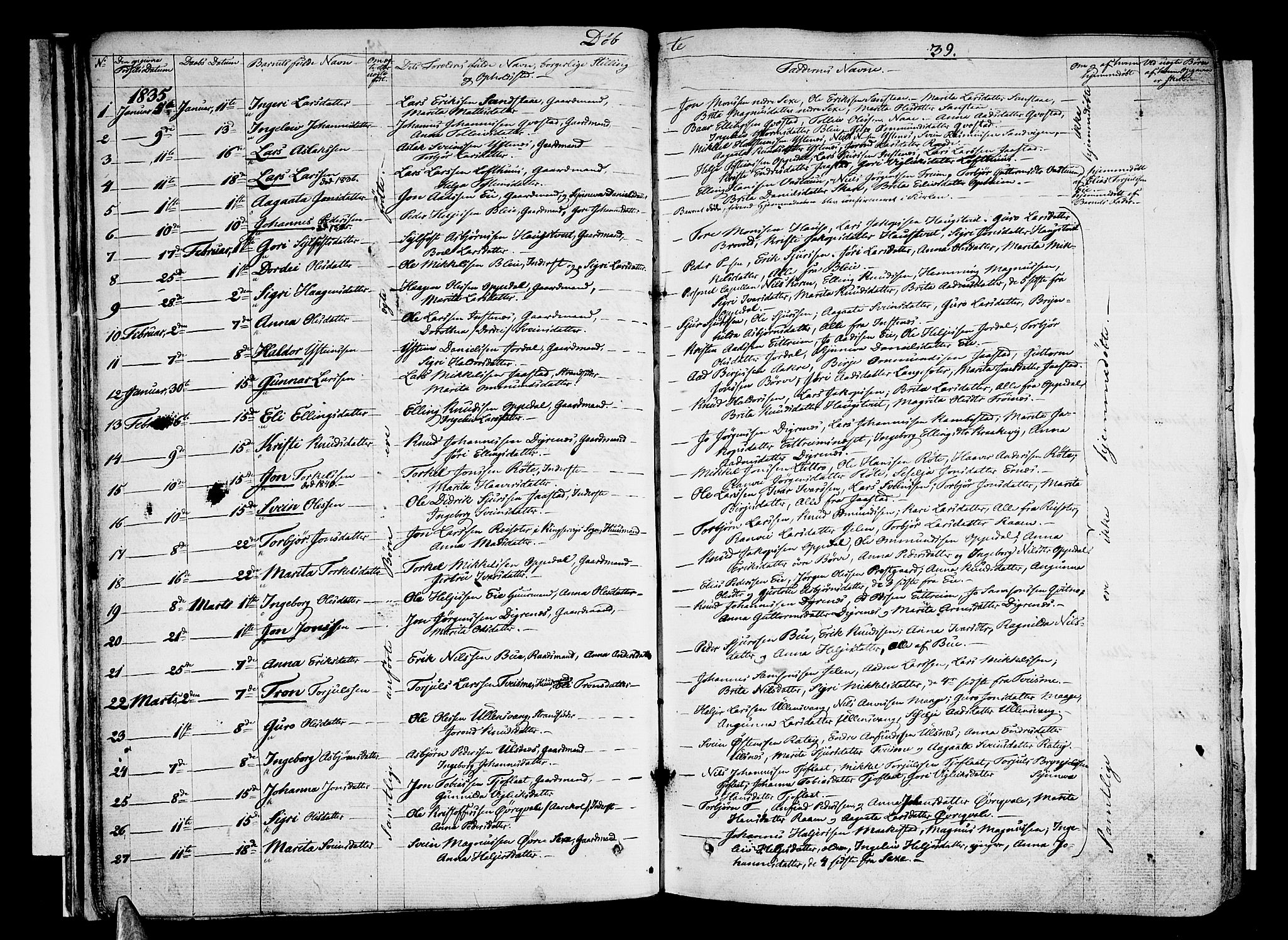 Ullensvang sokneprestembete, SAB/A-78701/H/Haa: Parish register (official) no. A 10, 1825-1853, p. 39
