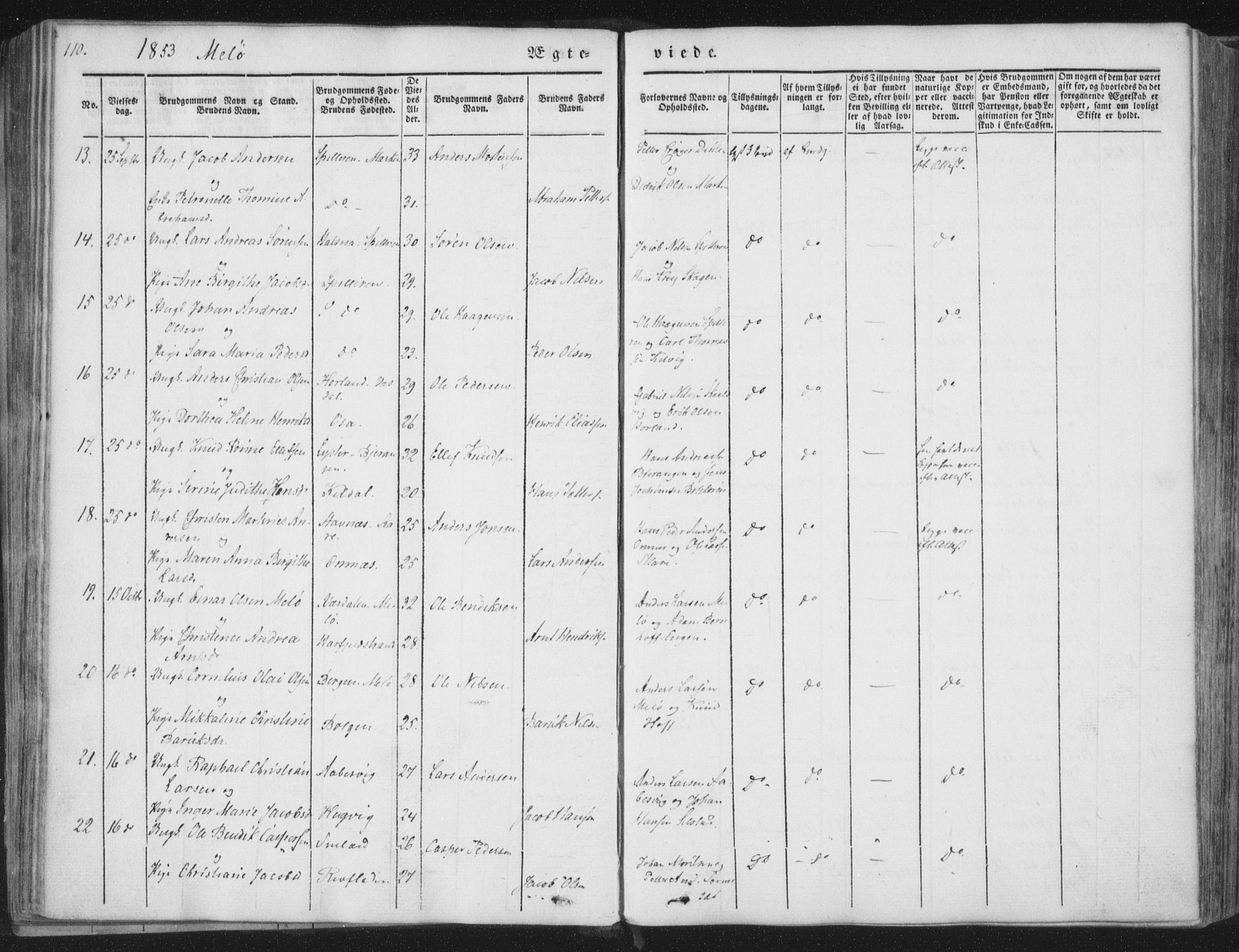 Ministerialprotokoller, klokkerbøker og fødselsregistre - Nordland, AV/SAT-A-1459/841/L0604: Parish register (official) no. 841A09 /2, 1845-1862, p. 110