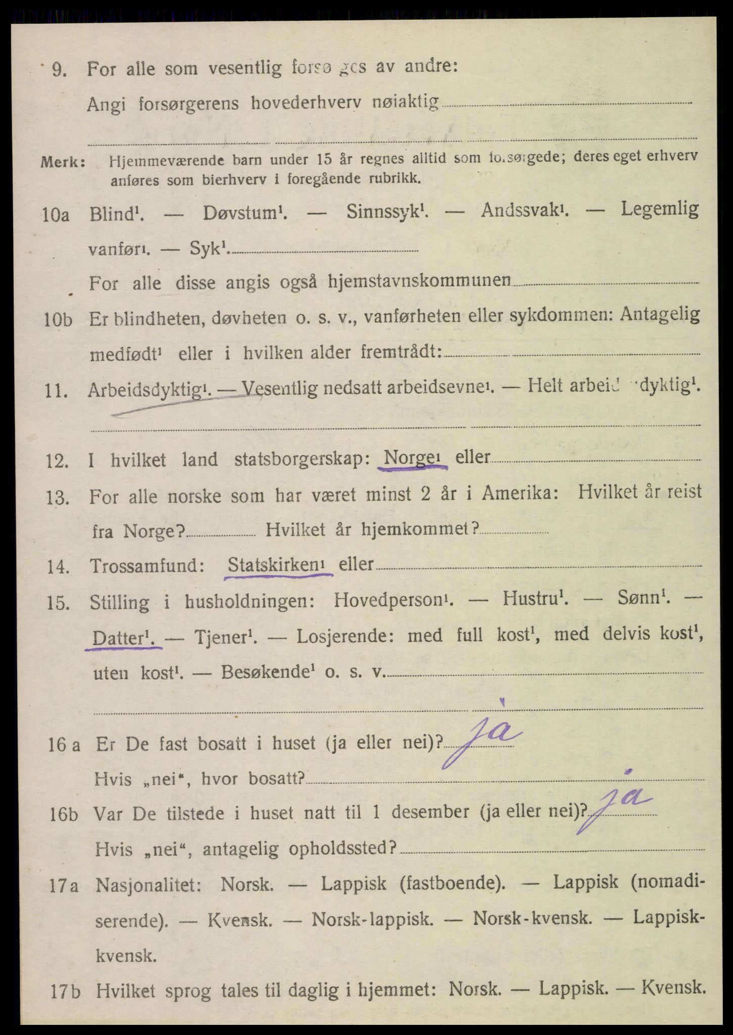 SAT, 1920 census for Nordvik, 1920, p. 1281