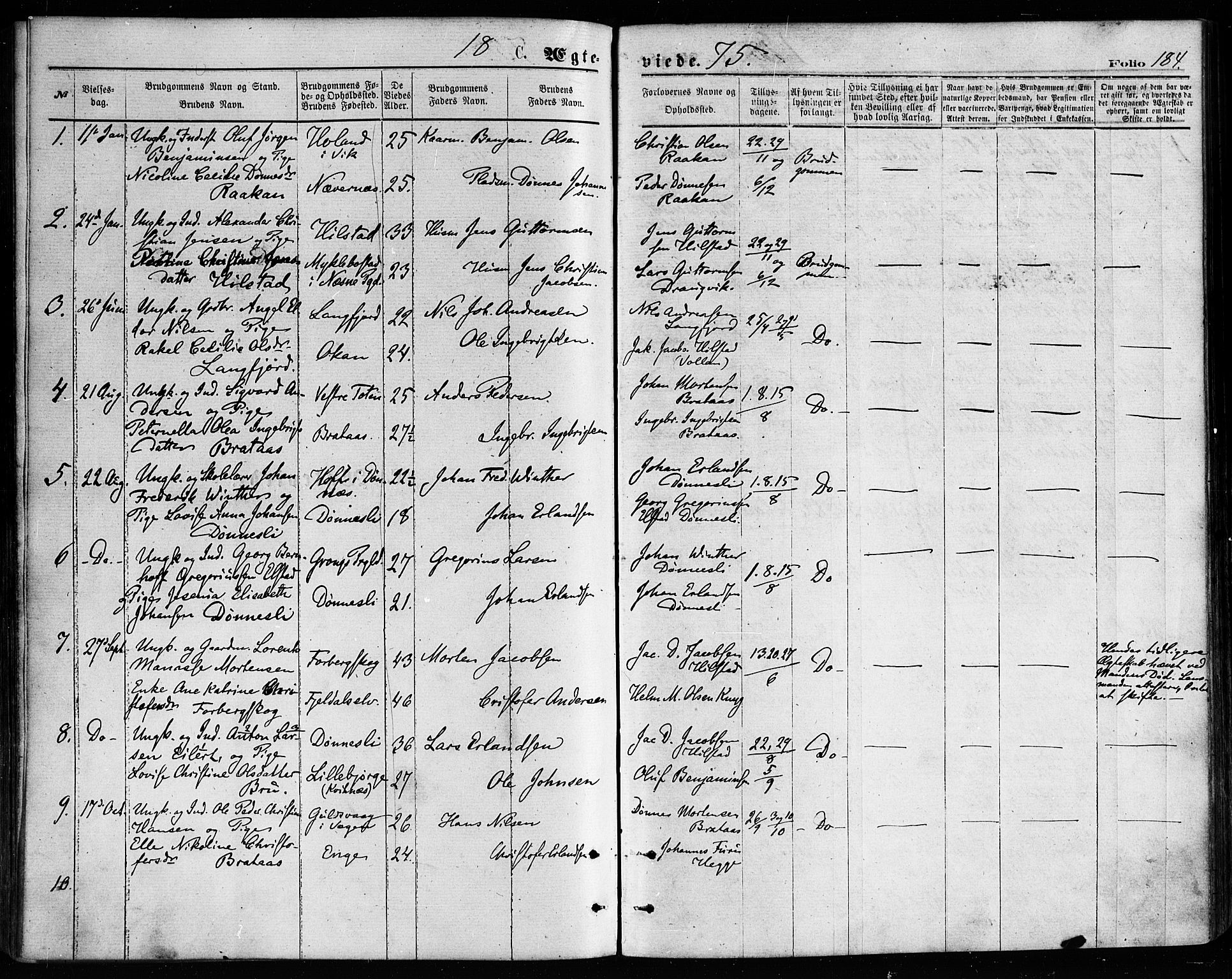 Ministerialprotokoller, klokkerbøker og fødselsregistre - Nordland, AV/SAT-A-1459/814/L0225: Parish register (official) no. 814A06, 1875-1885, p. 184