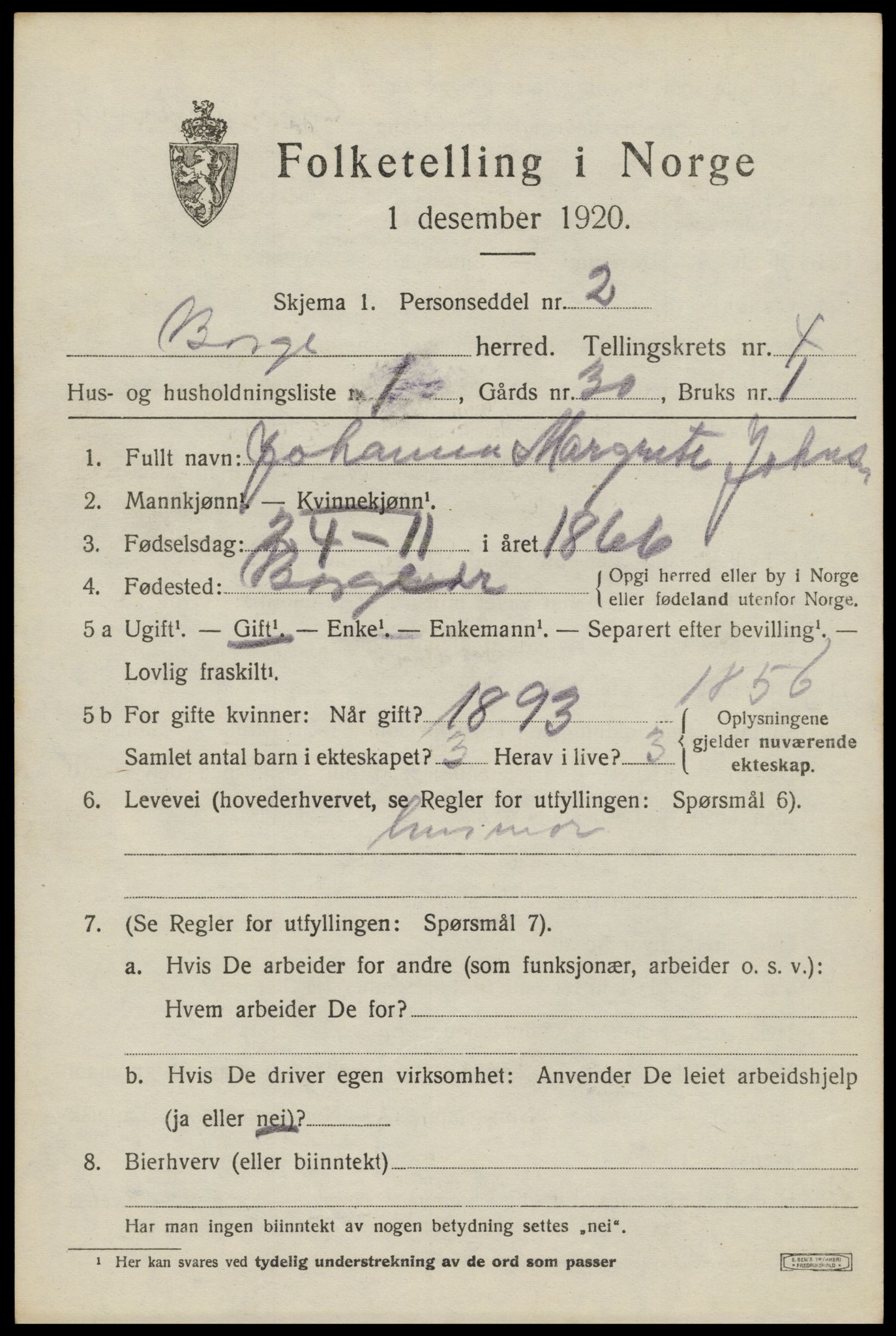 SAT, 1920 census for Borge, 1920, p. 4299