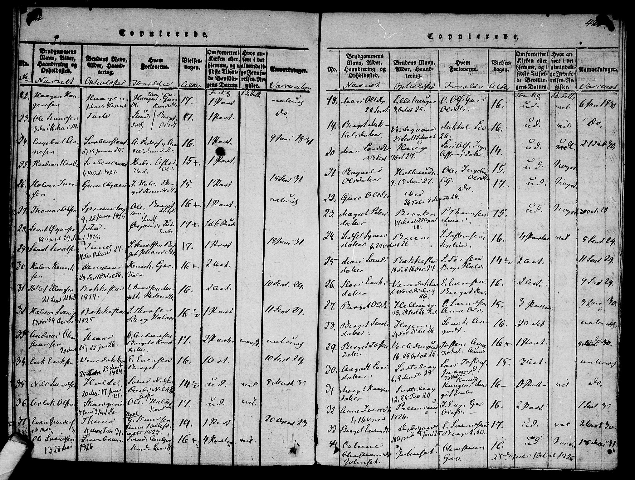 Ål kirkebøker, AV/SAKO-A-249/F/Fa/L0004: Parish register (official) no. I 4, 1815-1825, p. 422-423