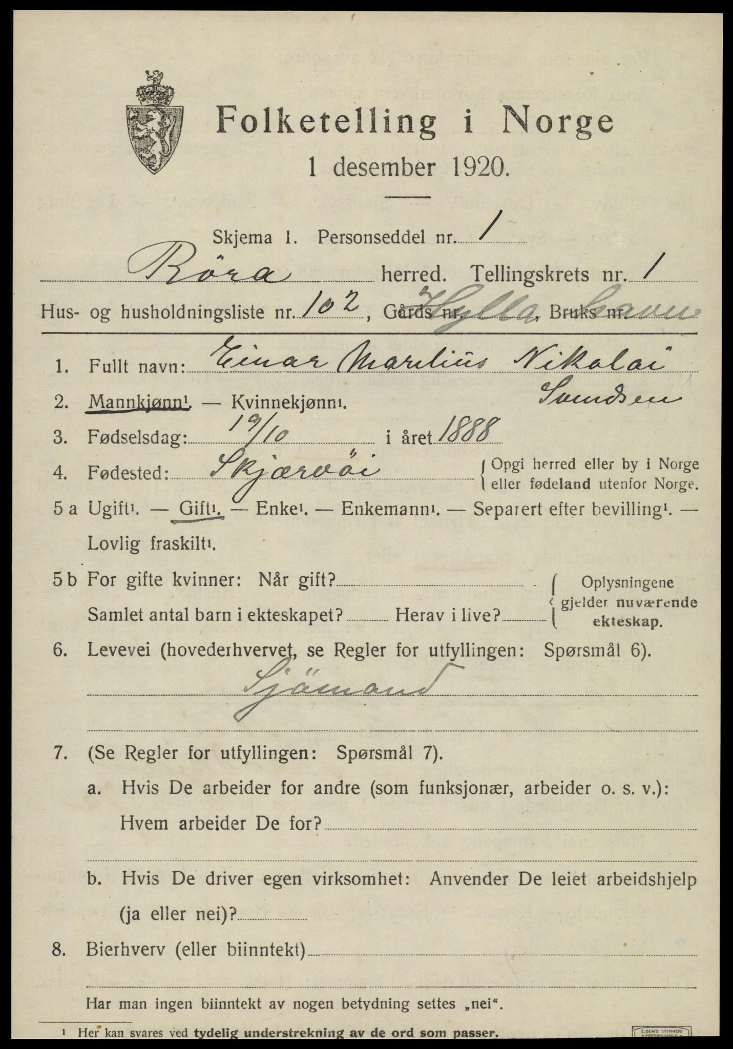 SAT, 1920 census for Røra, 1920, p. 1495