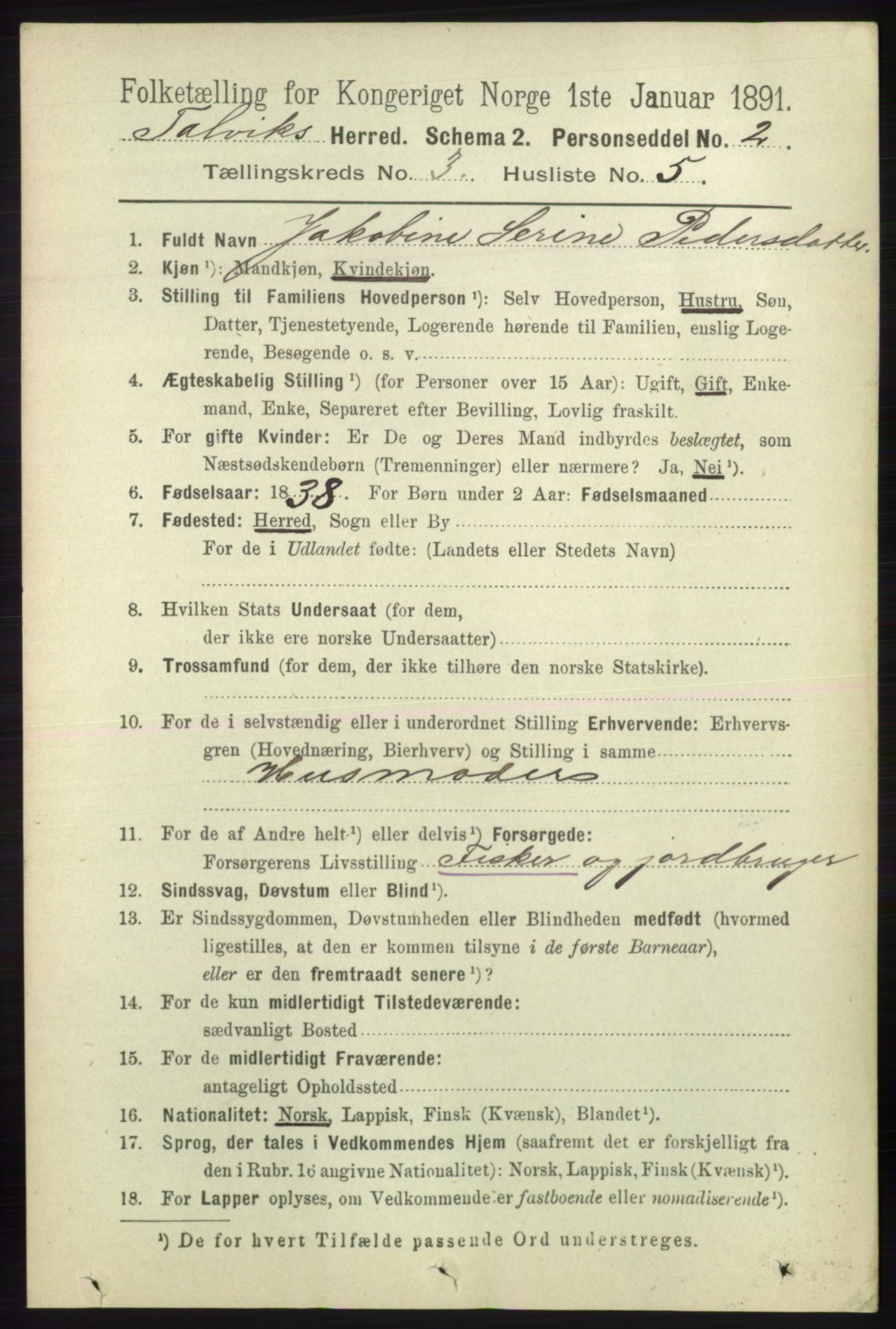 RA, 1891 census for 2013 Talvik, 1891, p. 745