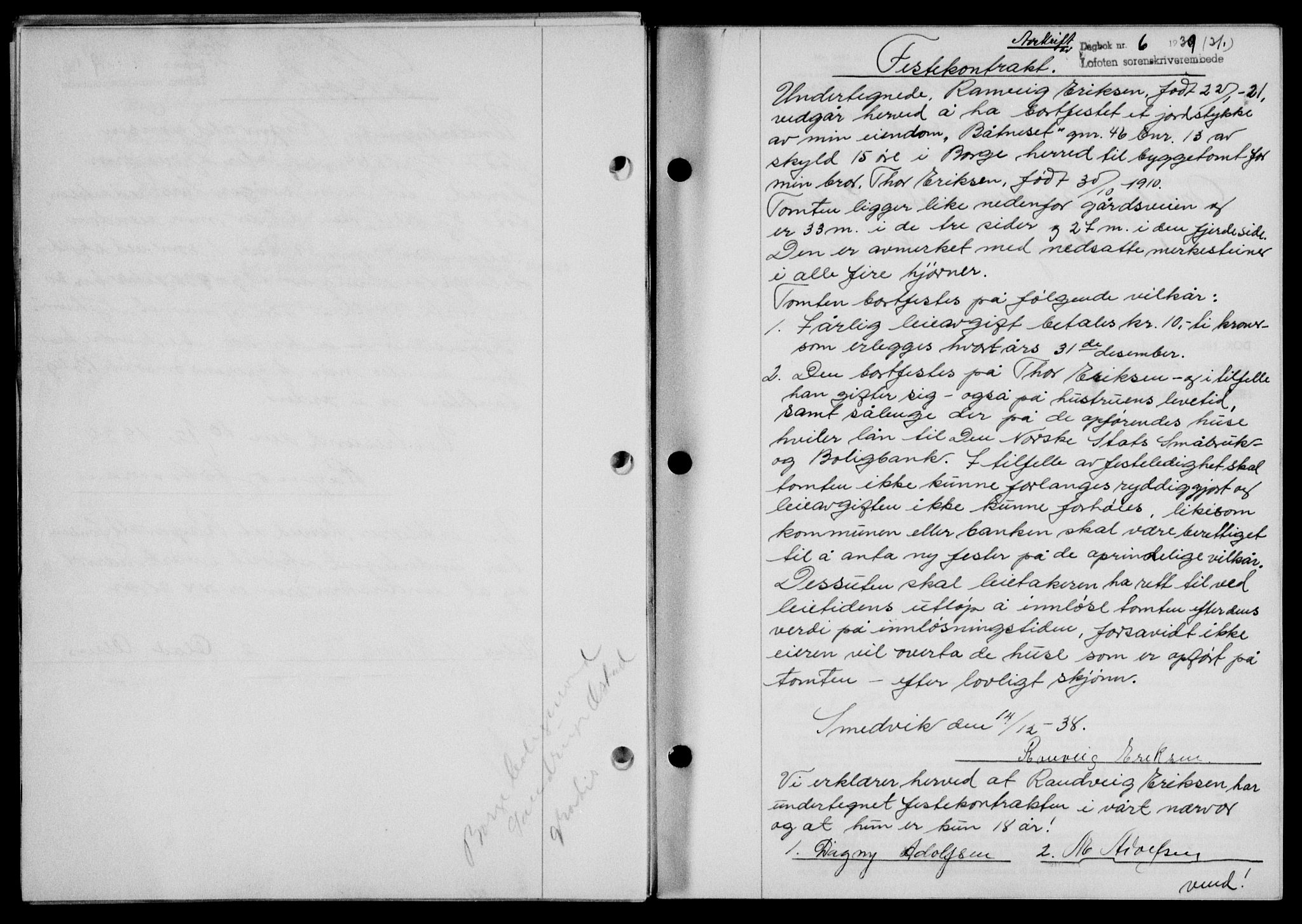 Lofoten sorenskriveri, SAT/A-0017/1/2/2C/L0005a: Mortgage book no. 5a, 1939-1939, Diary no: : 6/1939