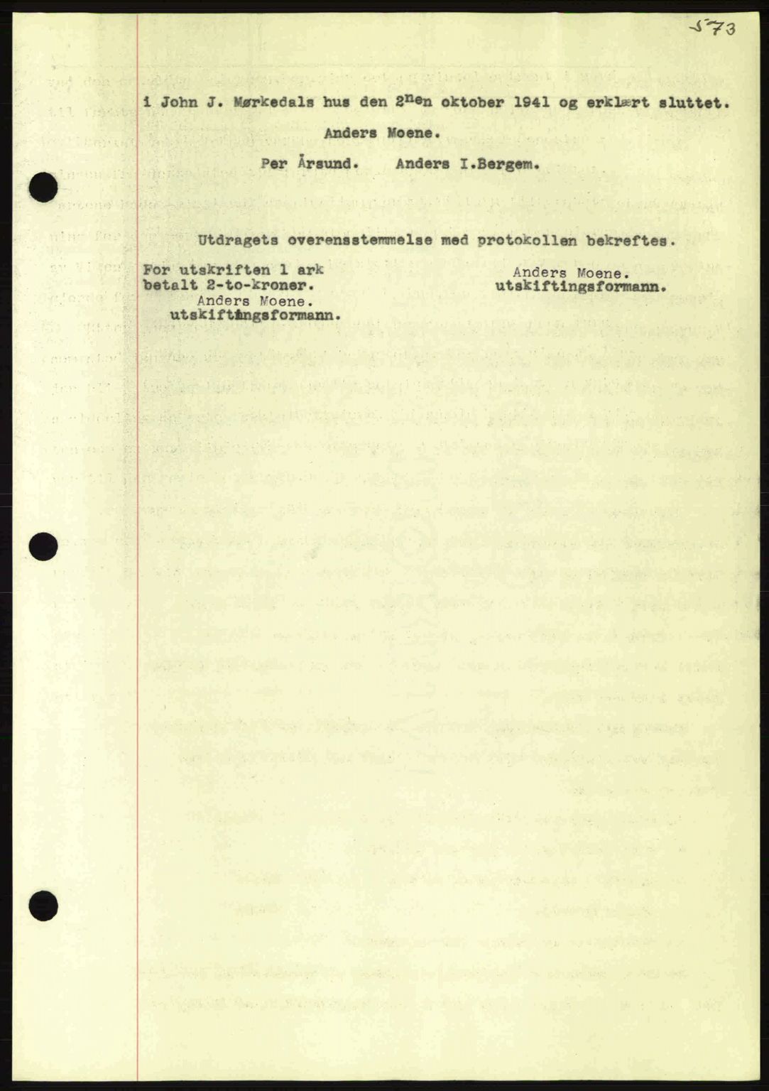 Nordmøre sorenskriveri, AV/SAT-A-4132/1/2/2Ca: Mortgage book no. A93, 1942-1942, Diary no: : 2203/1942