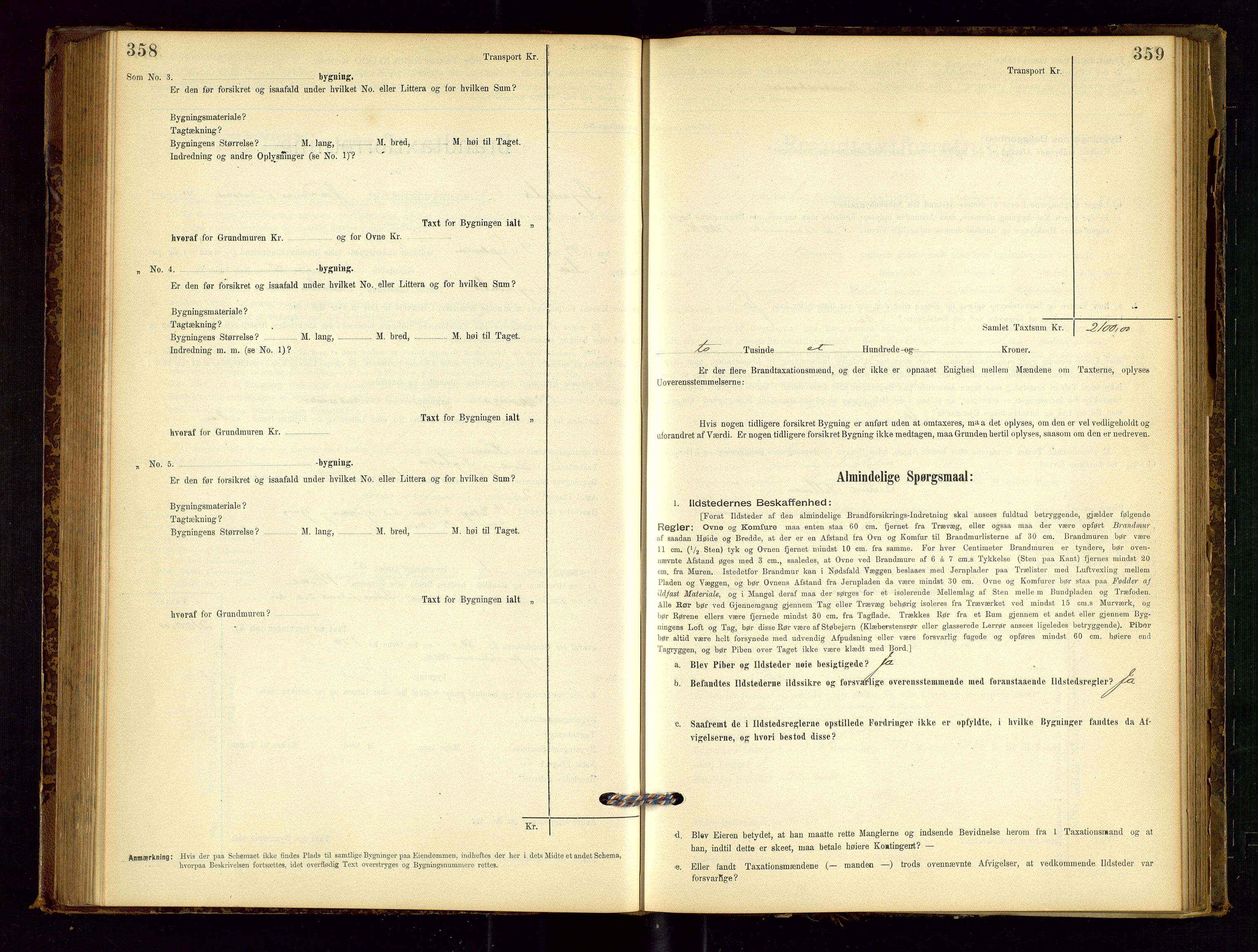 Sokndal lensmannskontor, AV/SAST-A-100417/Gob/L0001: "Brandtaxt-Protokol", 1895-1902, p. 358-359