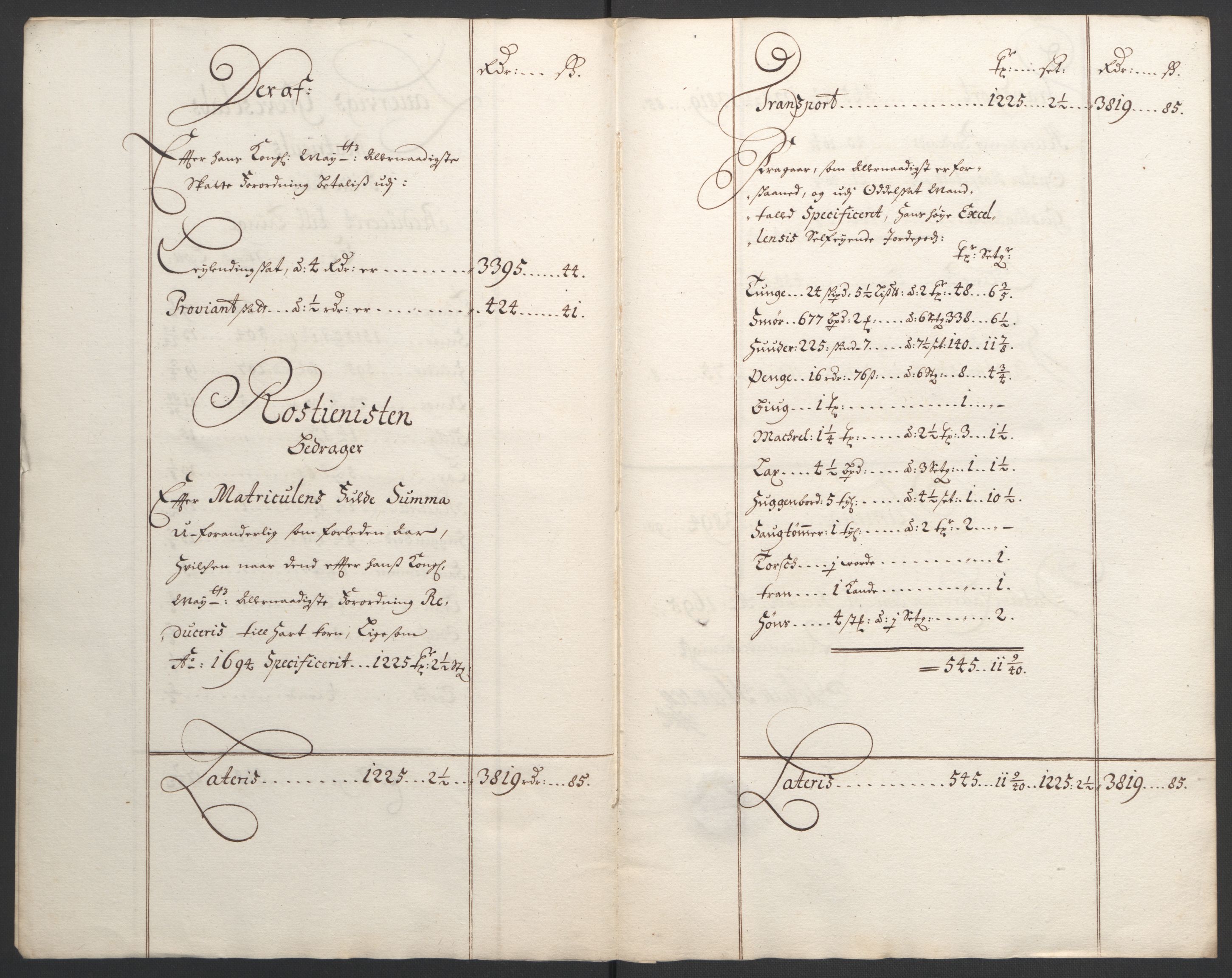 Rentekammeret inntil 1814, Reviderte regnskaper, Fogderegnskap, RA/EA-4092/R33/L1974: Fogderegnskap Larvik grevskap, 1693-1695, p. 200