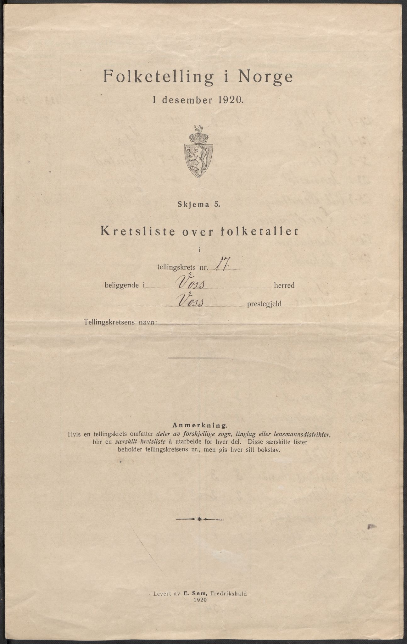 SAB, 1920 census for Voss, 1920, p. 53