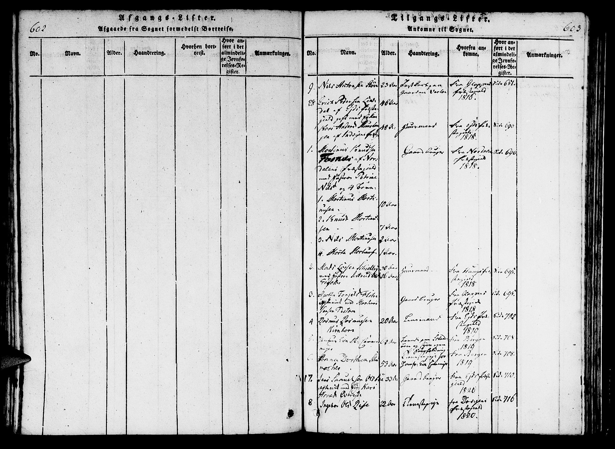 Innvik sokneprestembete, SAB/A-80501: Parish register (official) no. A 2, 1816-1821, p. 602-603