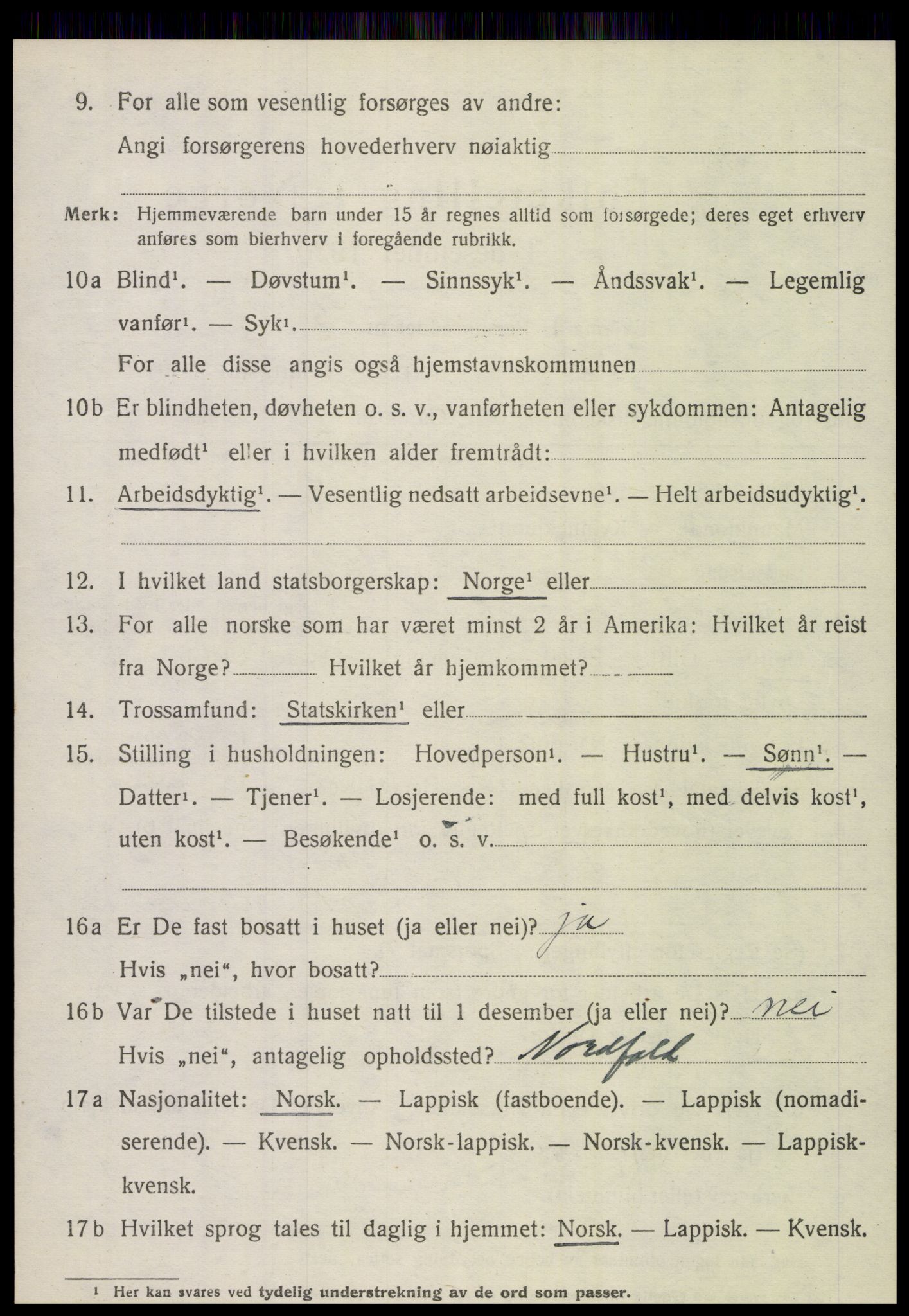 SAT, 1920 census for Sørfold, 1920, p. 6422