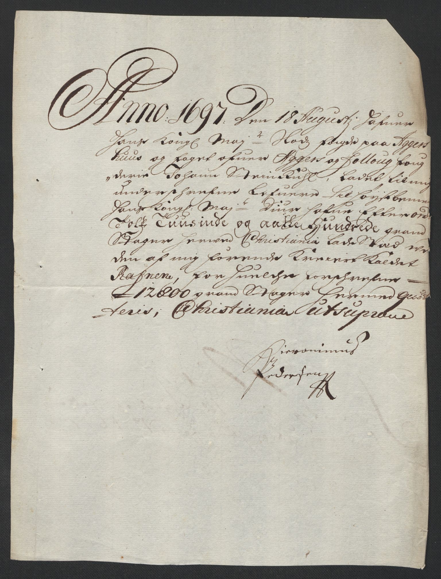 Rentekammeret inntil 1814, Reviderte regnskaper, Fogderegnskap, AV/RA-EA-4092/R10/L0440: Fogderegnskap Aker og Follo, 1696-1697, p. 442