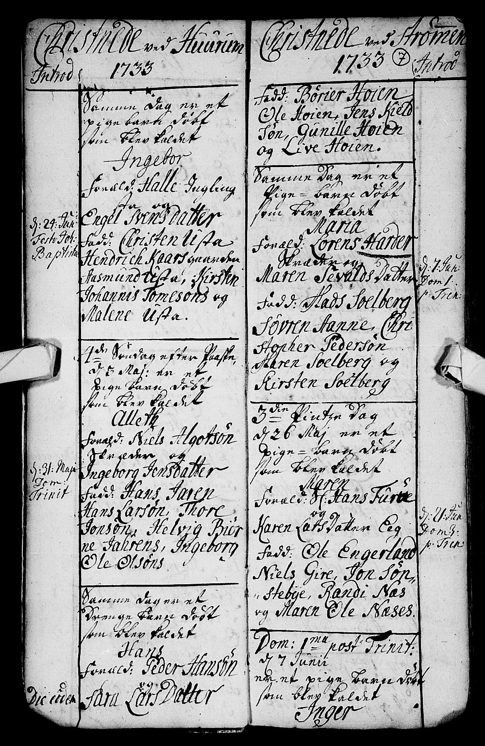 Hurum kirkebøker, SAKO/A-229/F/Fa/L0002: Parish register (official) no. 2, 1733-1757, p. 7