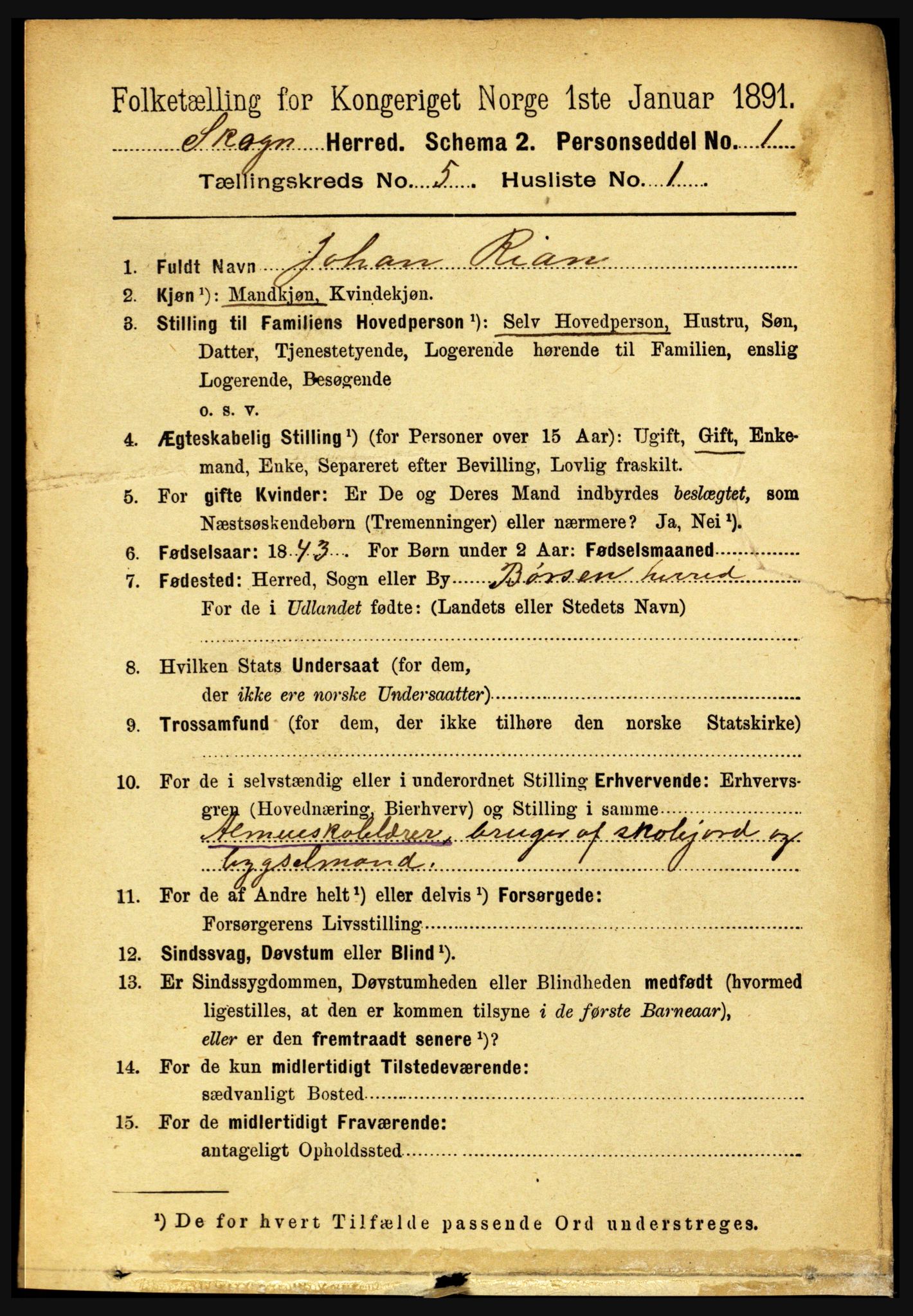 RA, 1891 census for 1719 Skogn, 1891, p. 2925