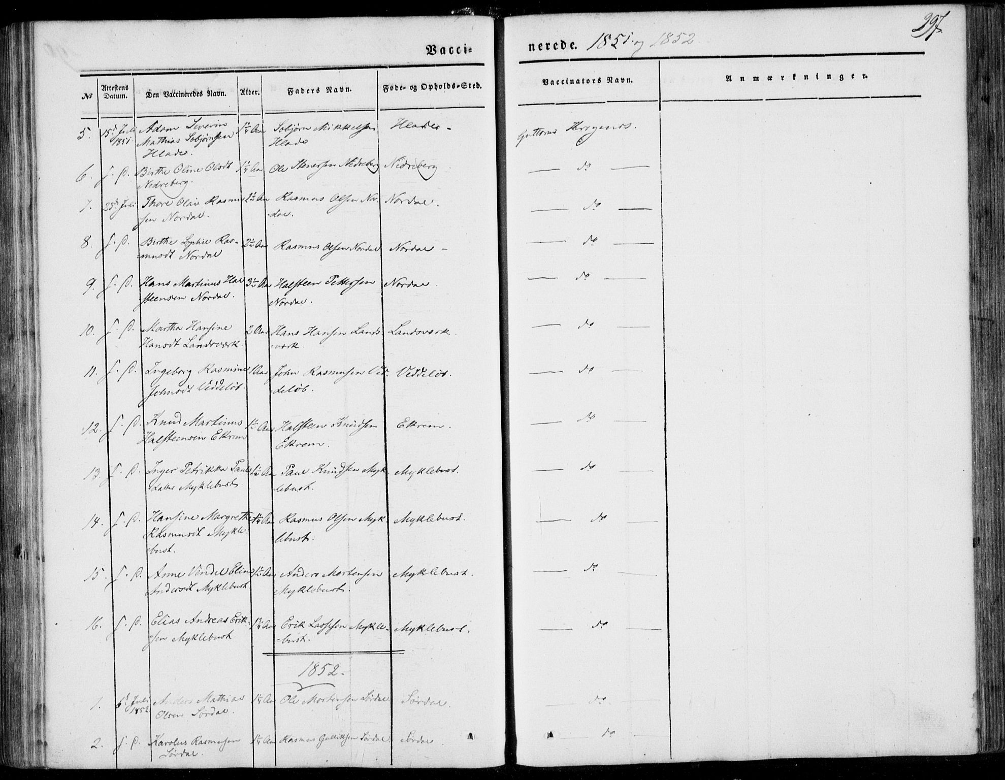 Ministerialprotokoller, klokkerbøker og fødselsregistre - Møre og Romsdal, SAT/A-1454/502/L0023: Parish register (official) no. 502A01, 1844-1873, p. 297