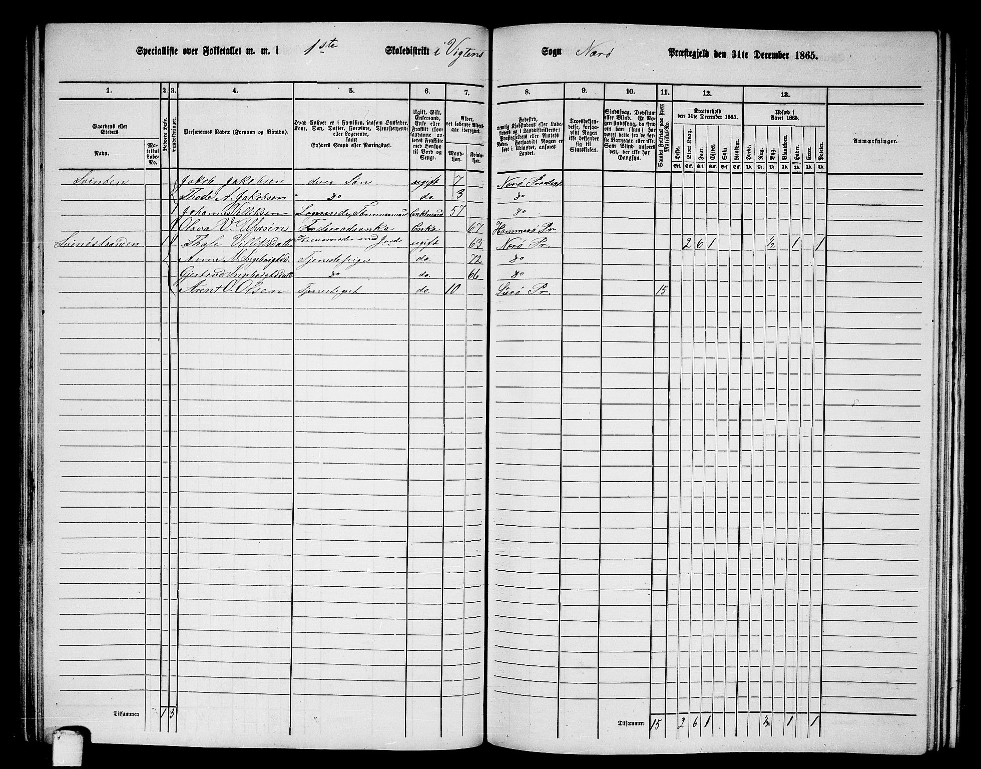 RA, 1865 census for Nærøy, 1865, p. 100