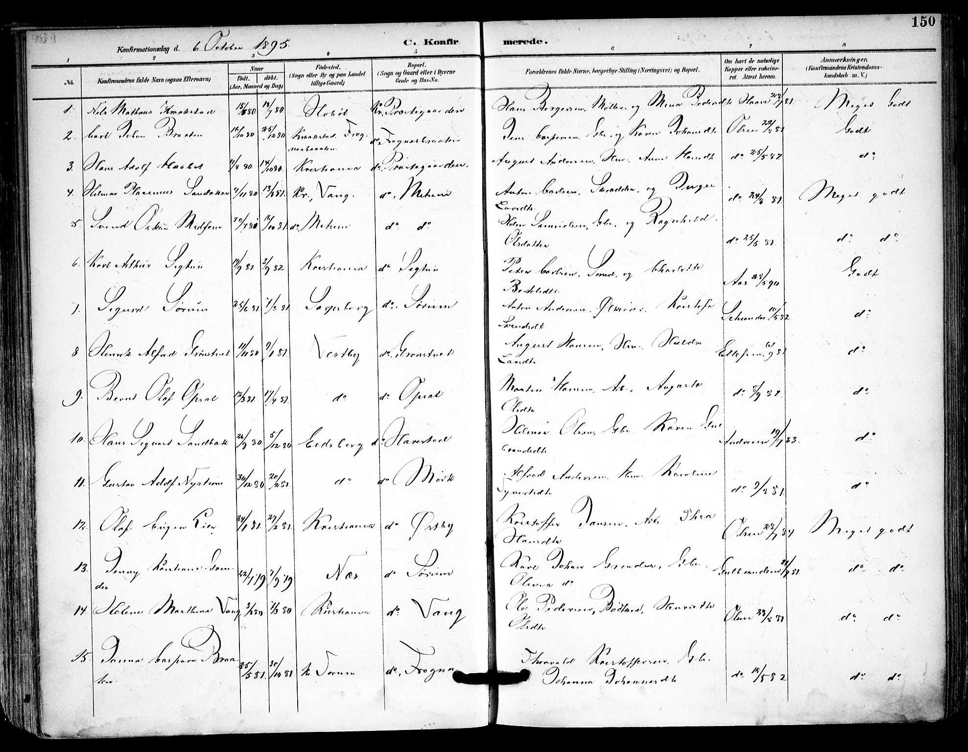 Kråkstad prestekontor Kirkebøker, SAO/A-10125a/F/Fa/L0010: Parish register (official) no. I 10, 1893-1931, p. 150