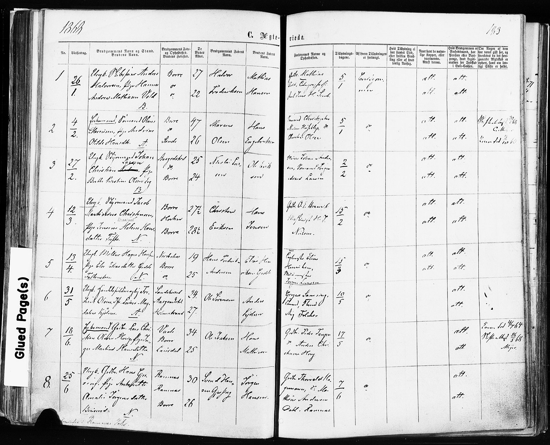 Borre kirkebøker, SAKO/A-338/F/Fa/L0008: Parish register (official) no. I 8, 1868-1877, p. 183