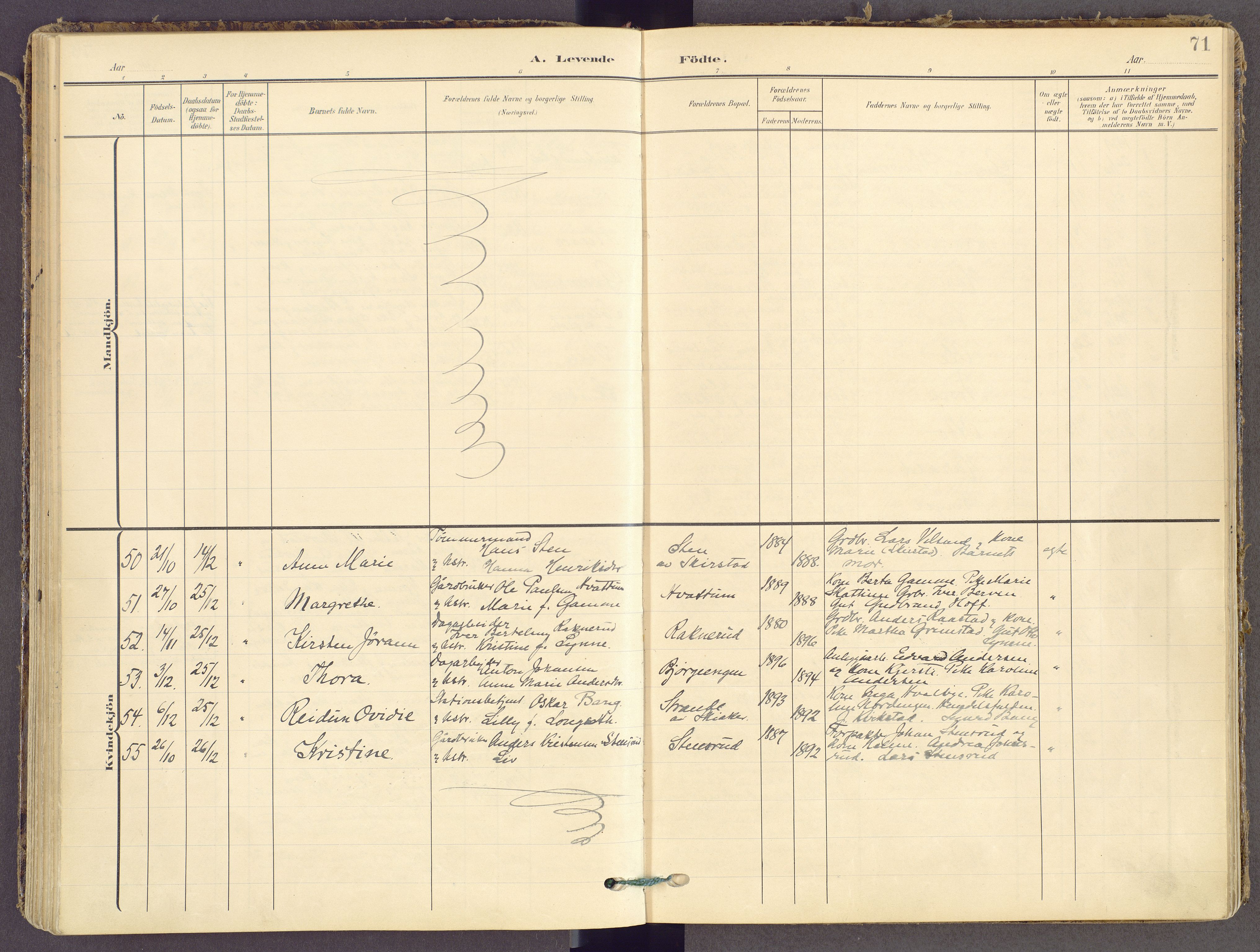 Gran prestekontor, SAH/PREST-112/H/Ha/Haa/L0021: Parish register (official) no. 21, 1908-1932, p. 71