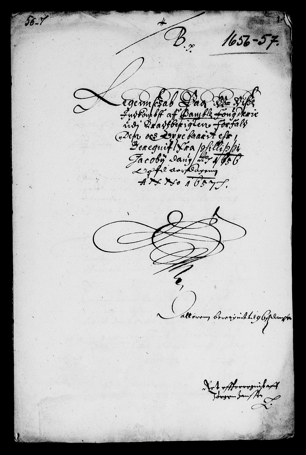 Rentekammeret inntil 1814, Reviderte regnskaper, Lensregnskaper, RA/EA-5023/R/Rb/Rbp/L0042: Bratsberg len, 1655-1657