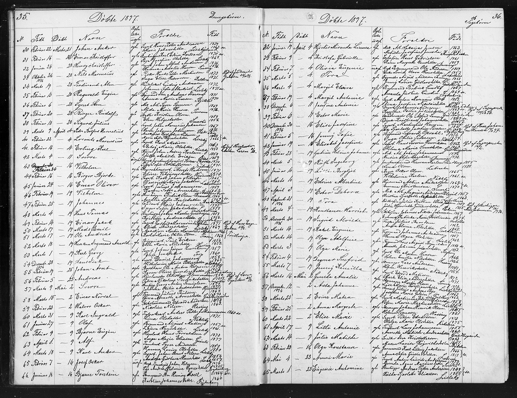Glemmen prestekontor Kirkebøker, SAO/A-10908/G/Ga/L0006: Parish register (copy) no. 6, 1894-1908, p. 35-36
